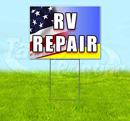 RV Repair Yard Sign 18x24 Inches - Durable Metal Step Stake Included | Bulk Discounts & Multi-Packs Available | Perfect for RV Parks, Campgrounds & Roadside Advertising | Made in USA