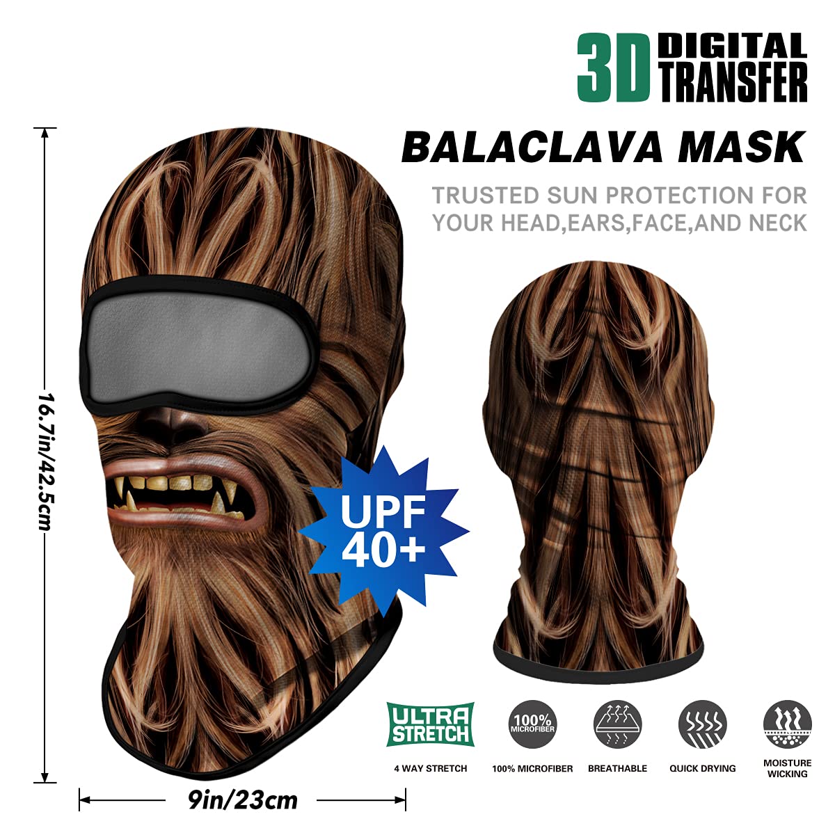 Venswell 3D Printed Balaclava Ski Mask - Cool Skull & Animal Design Full Face Cover for Winter Sports, Cycling, Motorcycle Riding & Halloween Costume - Windproof & Breathable for Outdoor Activities