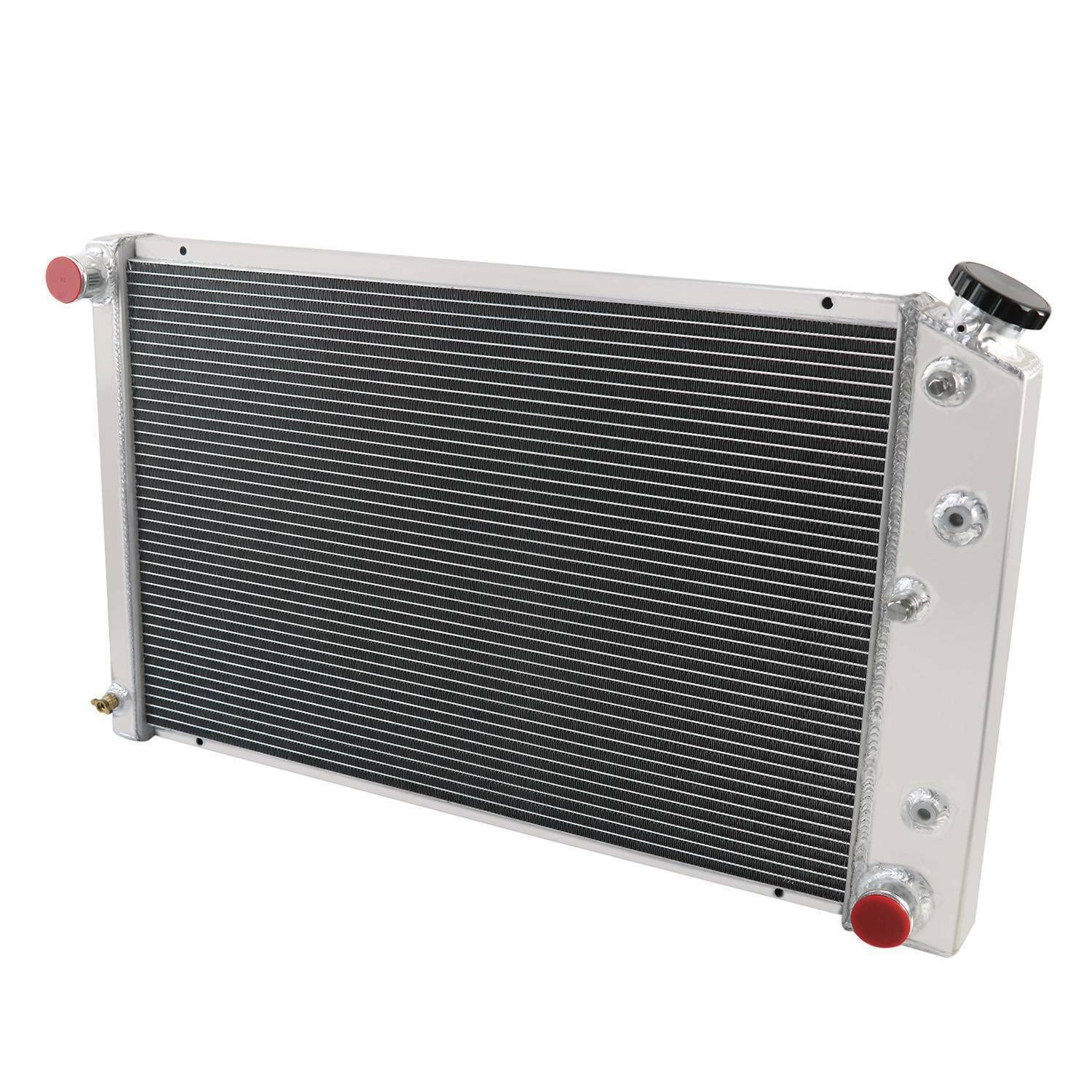 High Performance 3-Row Core Radiator for 1973-1980 Chevy & GMC C/K Series Pickup, 1970-1981 Chevy Camaro, 1975-1979 Chevelle, 1978-1984 Monte Carlo - Fits 3.2L 3.3L 3.8L 4.1L 4.3L 4.4L 4.8L Engines - Includes 2 x 12