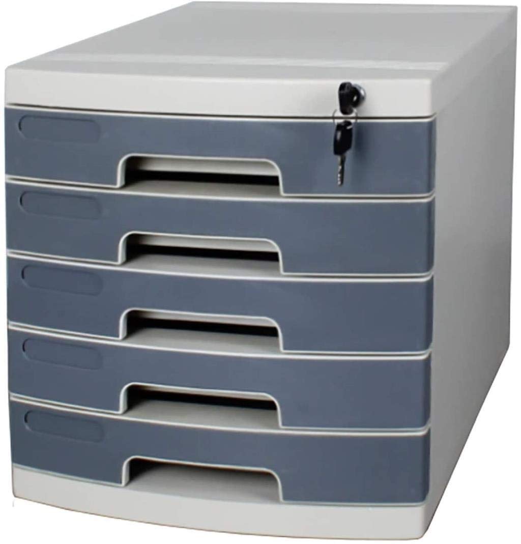 Multifunctional 3/5 Drawer A4 File Storage Cabinet with Safety Lock & Label Index - Office Supplies Organizer for Documents, Papers & Stationery - Perfect for Home Office, School, or Workplace Organization (5-Layer, Desktop Drawer)