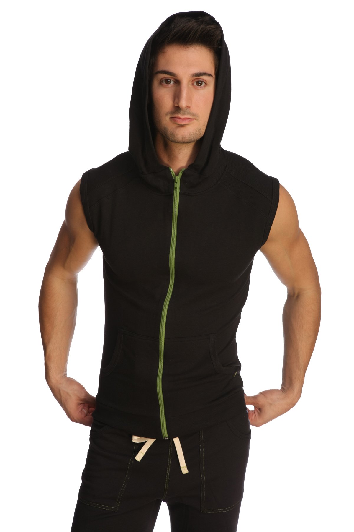 4th Men's Sleeveless Hoodie - Breathable Modal French Terry Workout Top for Yoga, Gym & Resort Wear | Made in USA | Stretch Fit European Style | Perfect for Athleisure & Summer Outdoor Activities