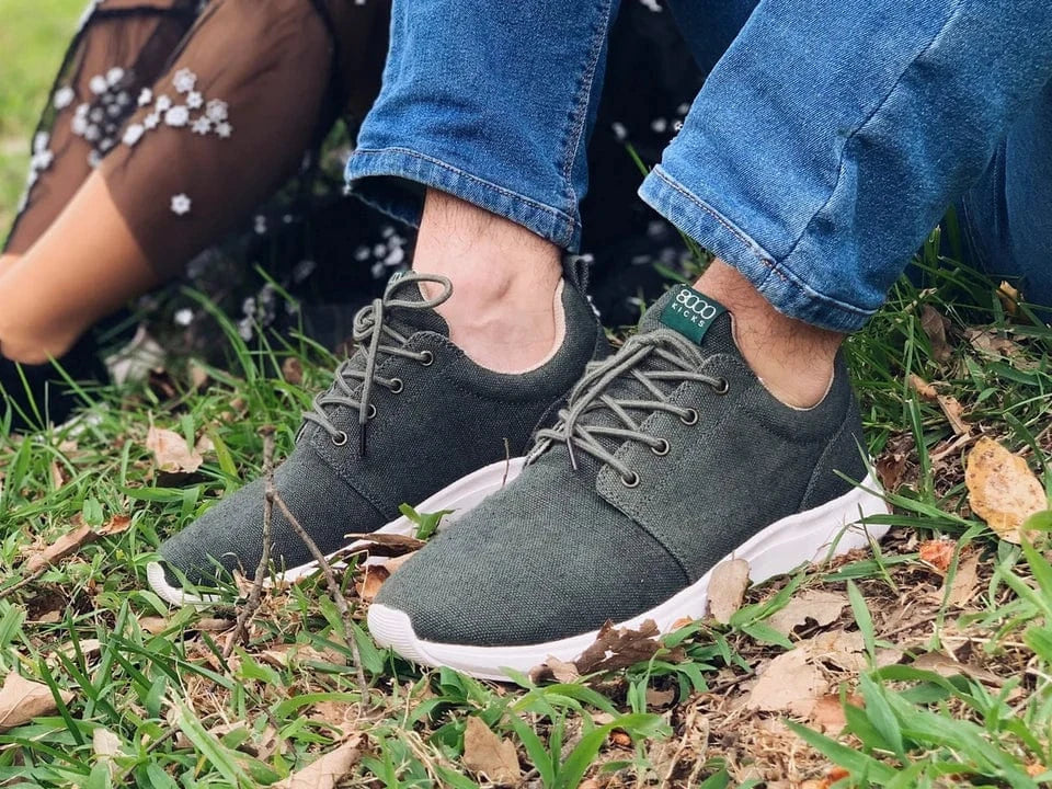 Explorer V2 Men's Vegan Hemp Sneakers - Eco-Friendly Dark Green Casual Shoes for Walking, Running & Gym Workouts