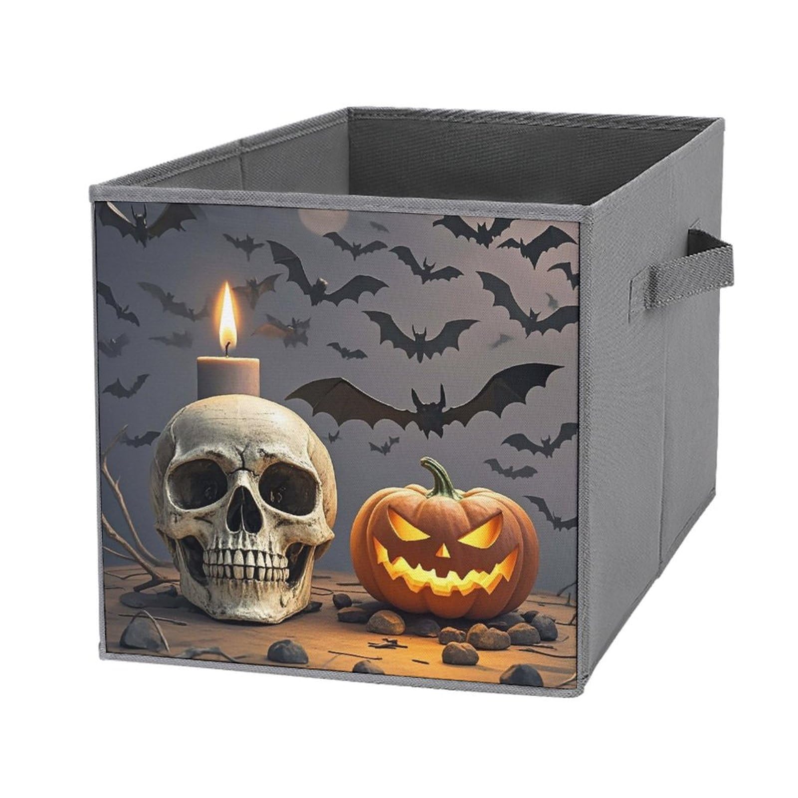 1PCS Foldable Storage Bin with Bats in The Air Print - Large Capacity Storage Box with Handle for Playroom, Office & Home Organization | Perfect for Toys, Books & Clothes Storage