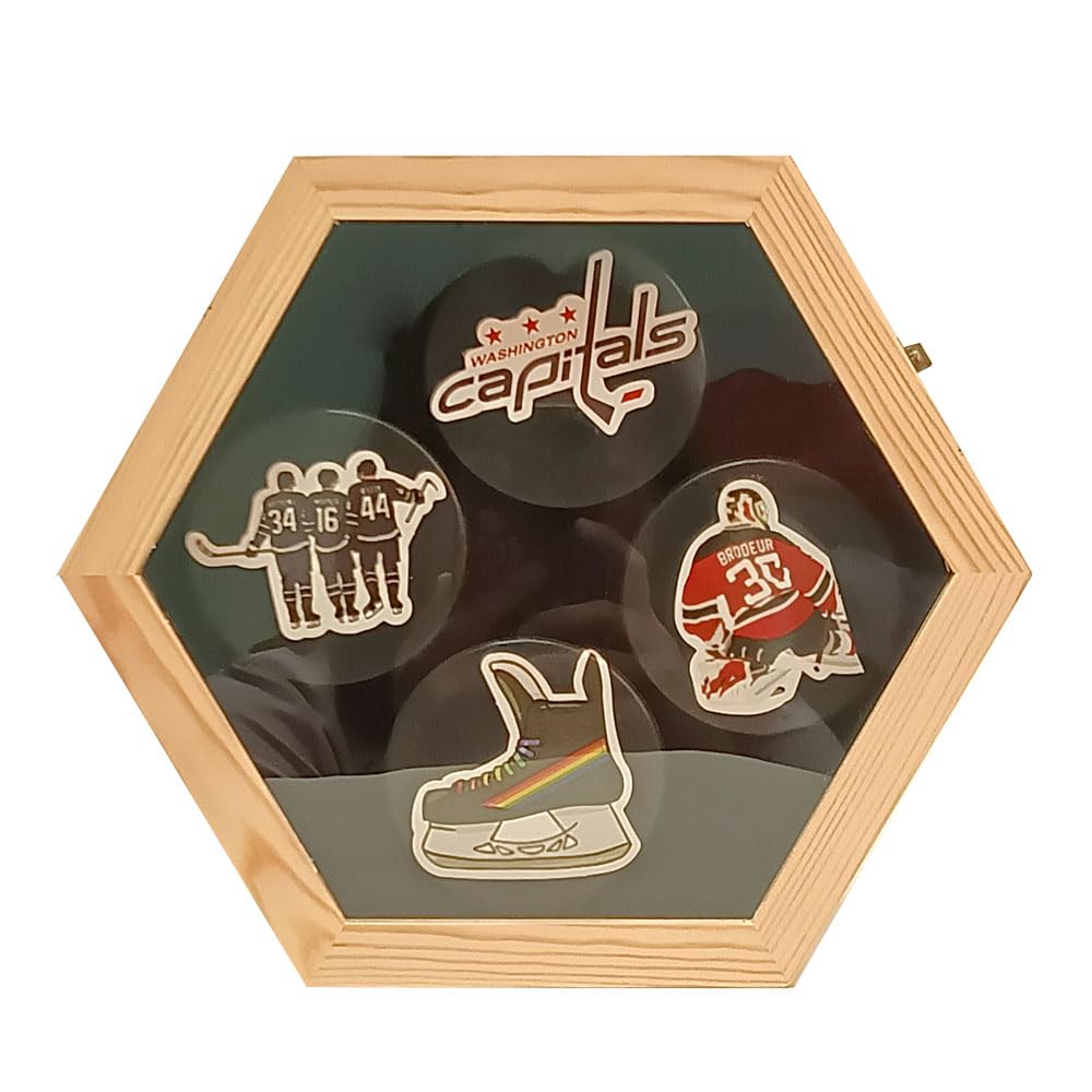 Hockey Puck Display Case - Holds 4 Standard Hockey Pucks - Clear Acrylic Puck Holder Stand for Collectors & Fans - Perfect for Home, Office, or Sports Memorabilia Display