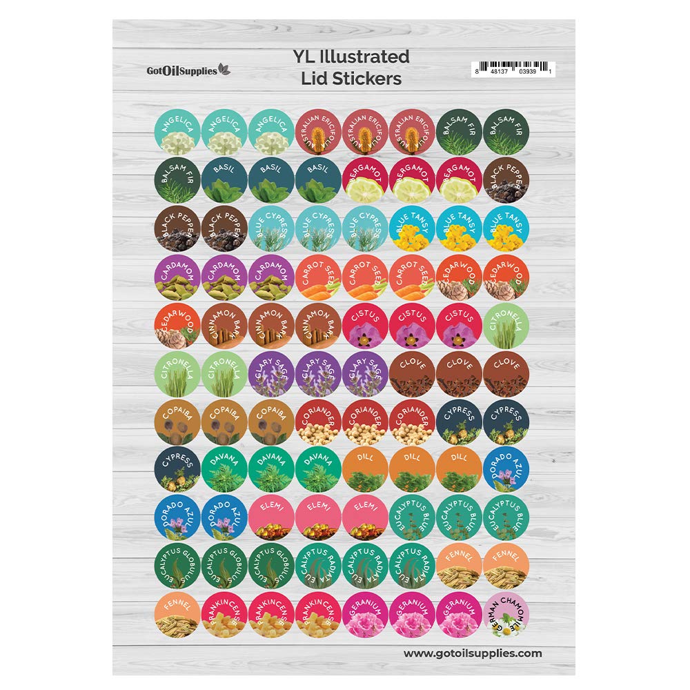 Young Living Essential Oil Labels - Hand Drawn Stickers for Roller Bottles | 616 Premium Stickers in 7 Sheets | Perfect for Organizing YL Singles & Blends | Ideal for Aromatherapy, DIY Blends & Home Organization
