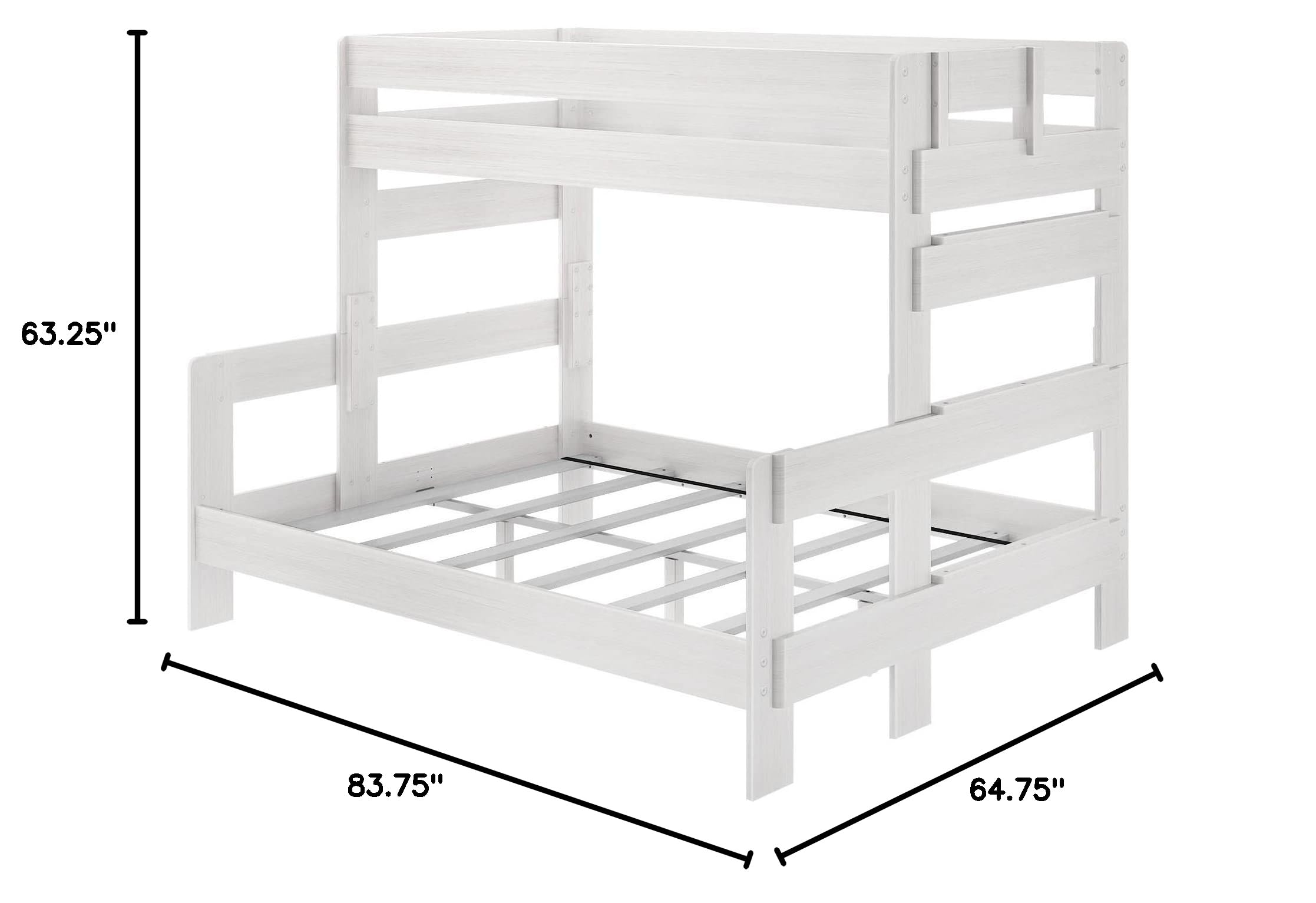 Max & Lily Solid Wood Twin XL Over Queen Bunk Bed Frame for Kids - No Box Spring Needed - Driftwood Finish | Space-Saving Kids' Bedroom Furniture for Siblings or Sleepovers