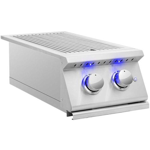 Sizzler Pro Series SIZPROSB2 24,000 BTU 13-Inch Built-In Double Side Burner - Natural Gas/LP Compatible - Perfect for Outdoor Cooking, BBQs, and Patio Grilling