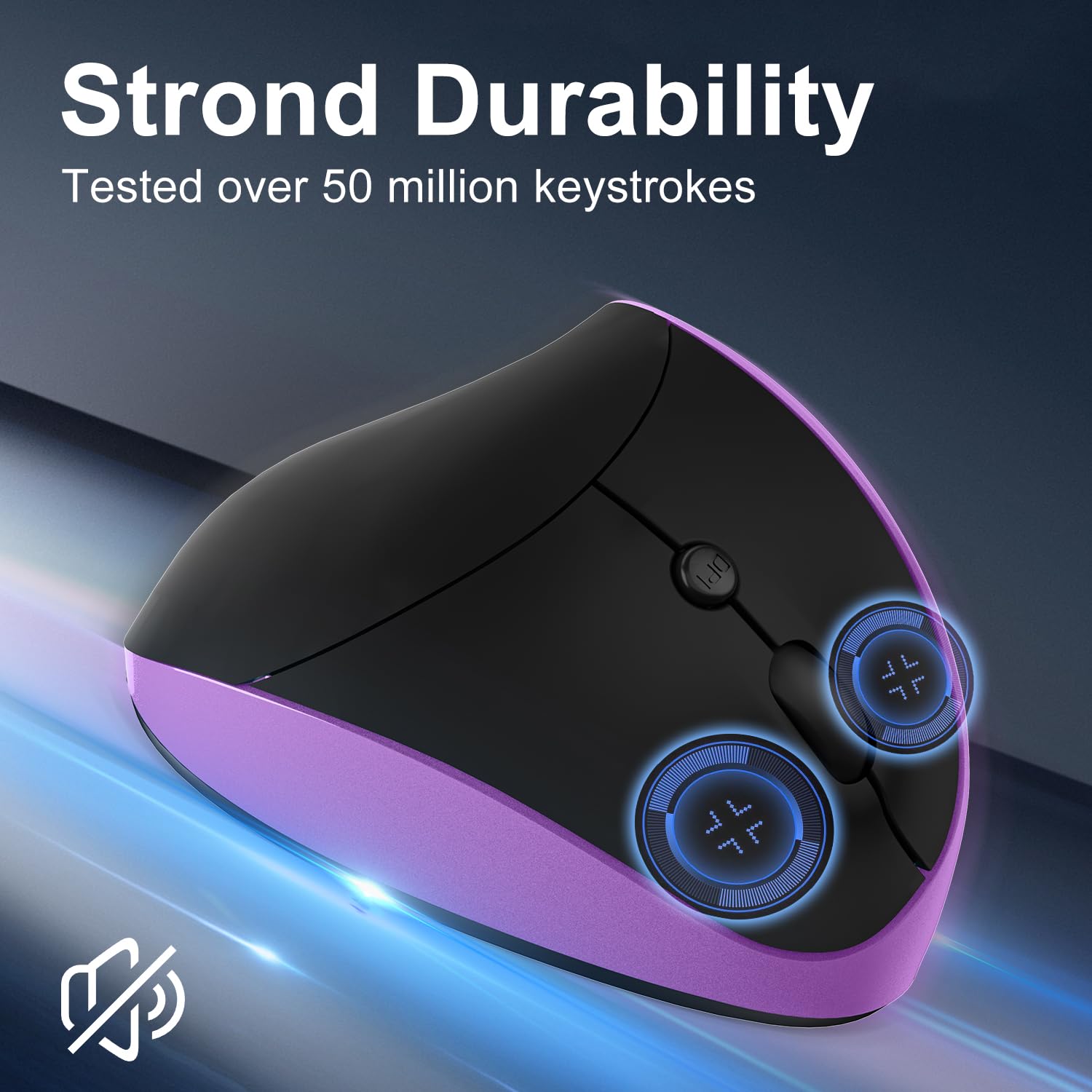 Ergonomic Vertical Wireless Mouse for Right Hand - 2.4GHz USB, 6 Buttons, Adjustable DPI 800/1200/1600 - Comfortable Small Mouse for PC, Laptop, Mac (Purple) - Perfect for Office Work, Gaming & Long Computer Sessions