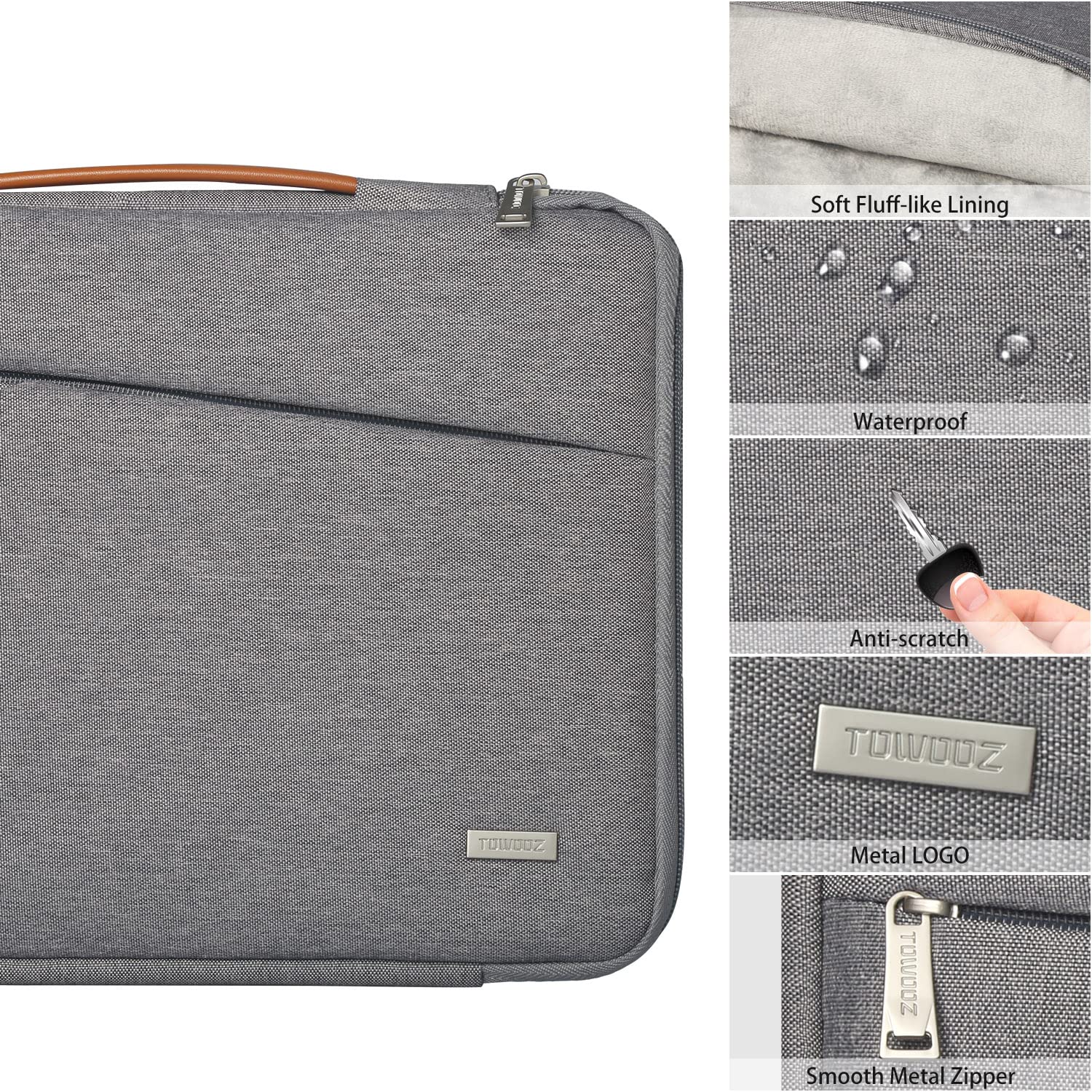 TOWOOZ 13 Inch MacBook Air & Pro Laptop Sleeve Bag - Shockproof Waterproof Carrying Case with Handle & Accessory Pocket | 360° Protection for MacBook Air 13