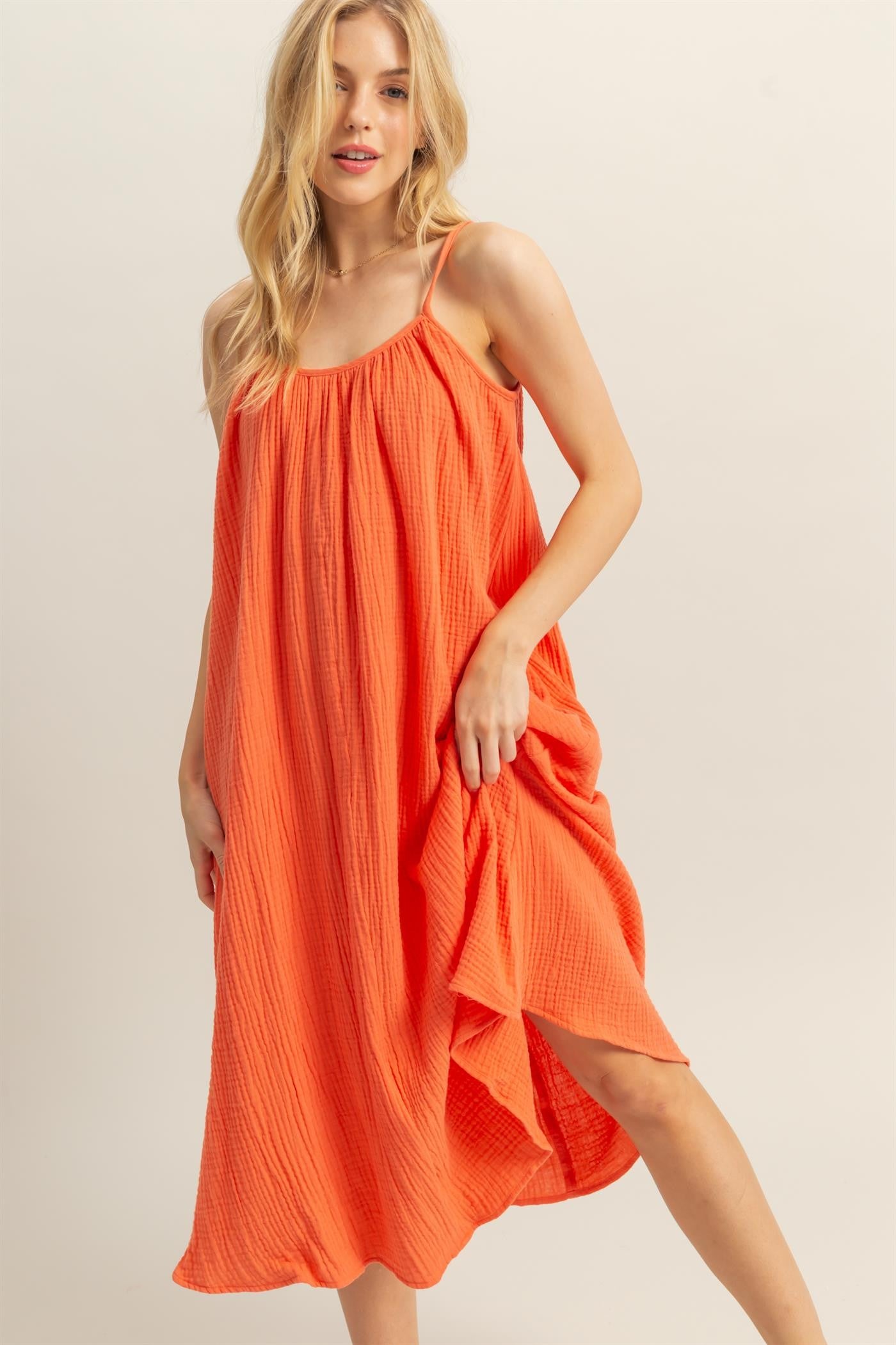 Breathable Cotton Gauze Sundress for Women - Lightweight Summer Dress with Flowy Fit - Perfect for Beach, Vacation, and Casual Outings