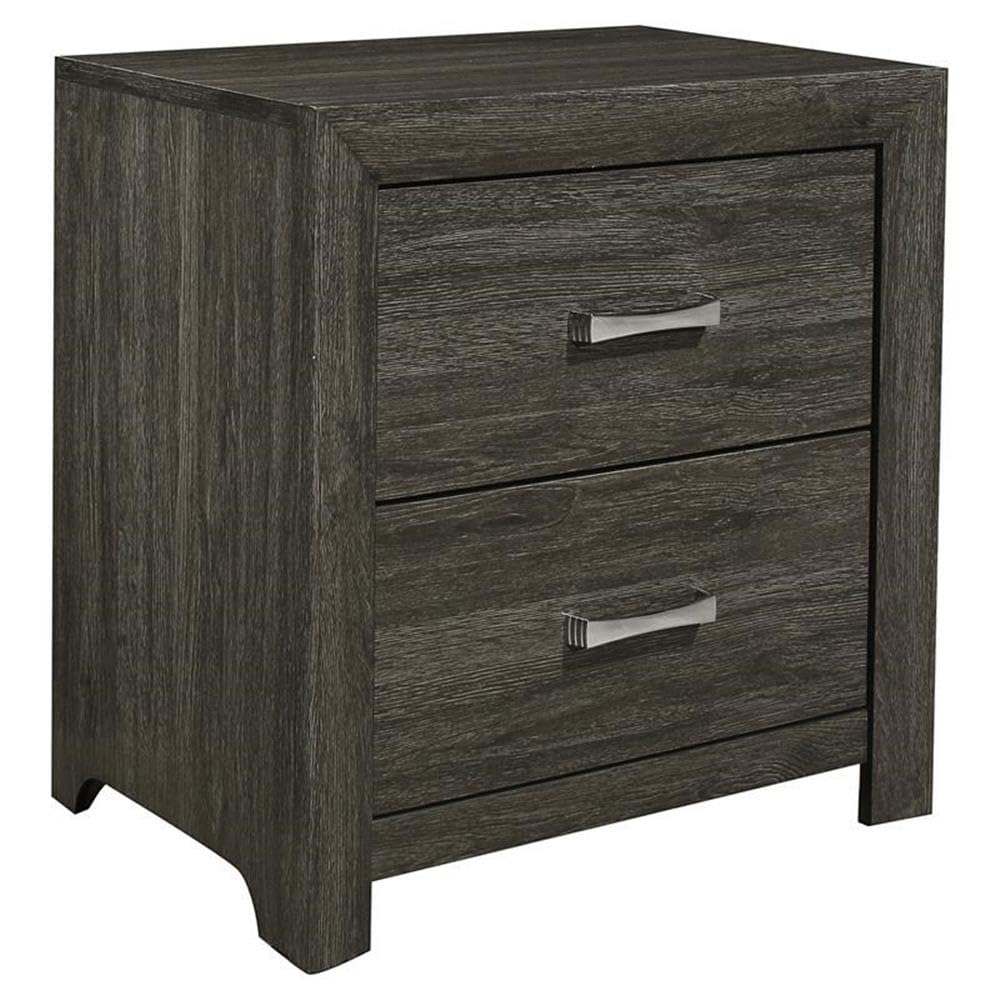 Modern Dark Gray Wood Nightstand with 2 Drawers - Stylish Bedside Table for Bedroom, Living Room, or Office Storage | Pemberly Row Collection