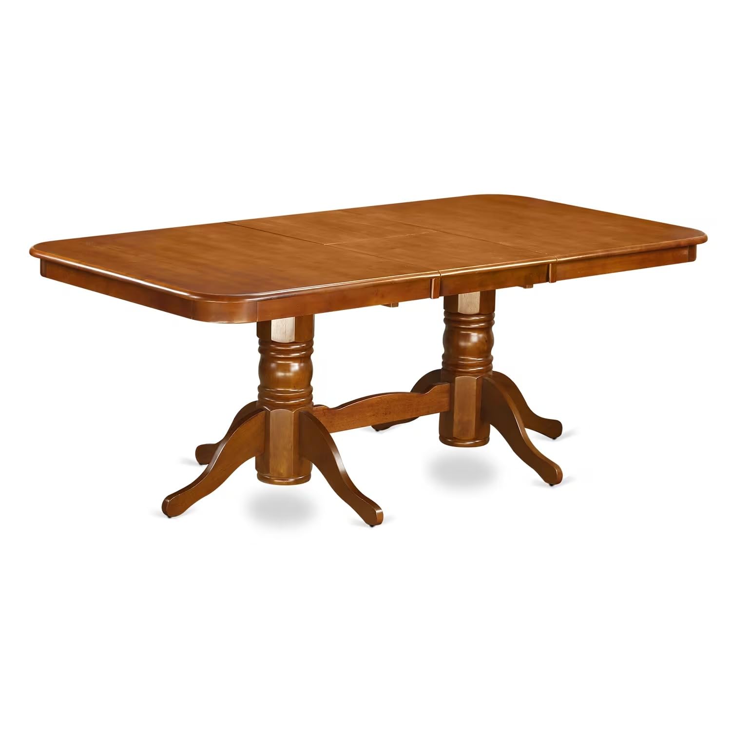 East West Furniture NAPO7-SBR-C 7-Piece Kitchen Dining Set - 40x78 Inch Rectangle Wooden Table with Butterfly Leaf & 6 Linen Fabric Chairs, Saddle Brown - Perfect for Small Spaces, Breakfast Nooks & Cozy Family Meals