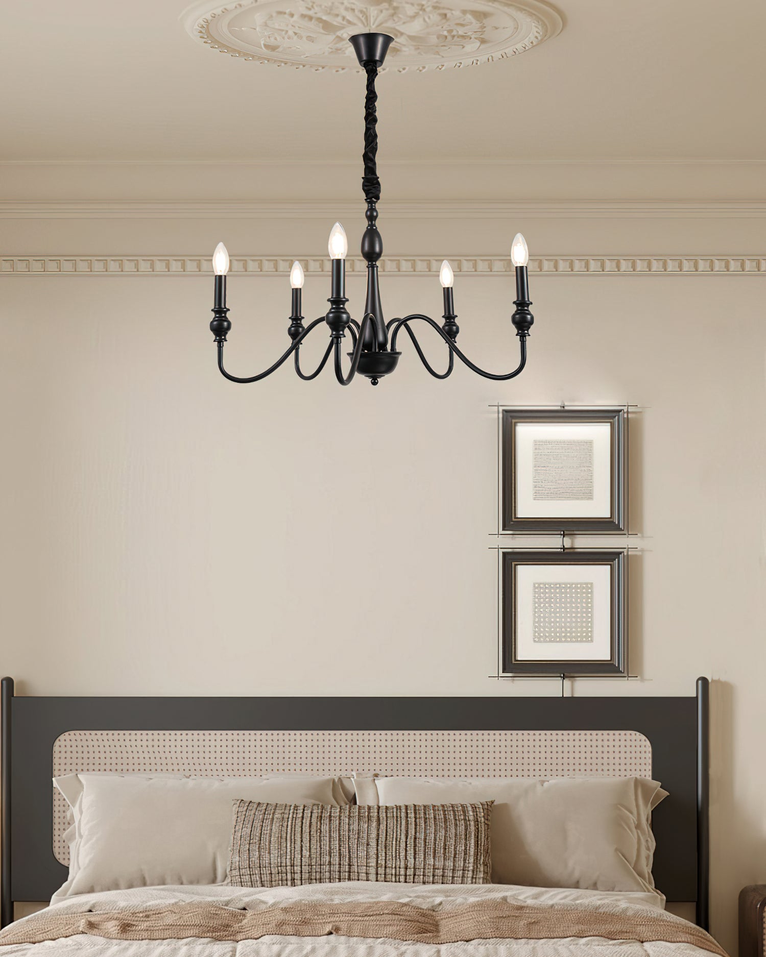 Baxton Candelabra Chandelier - Elegant 5-Light Crystal Ceiling Fixture for Dining Room, Bedroom & Living Room Lighting