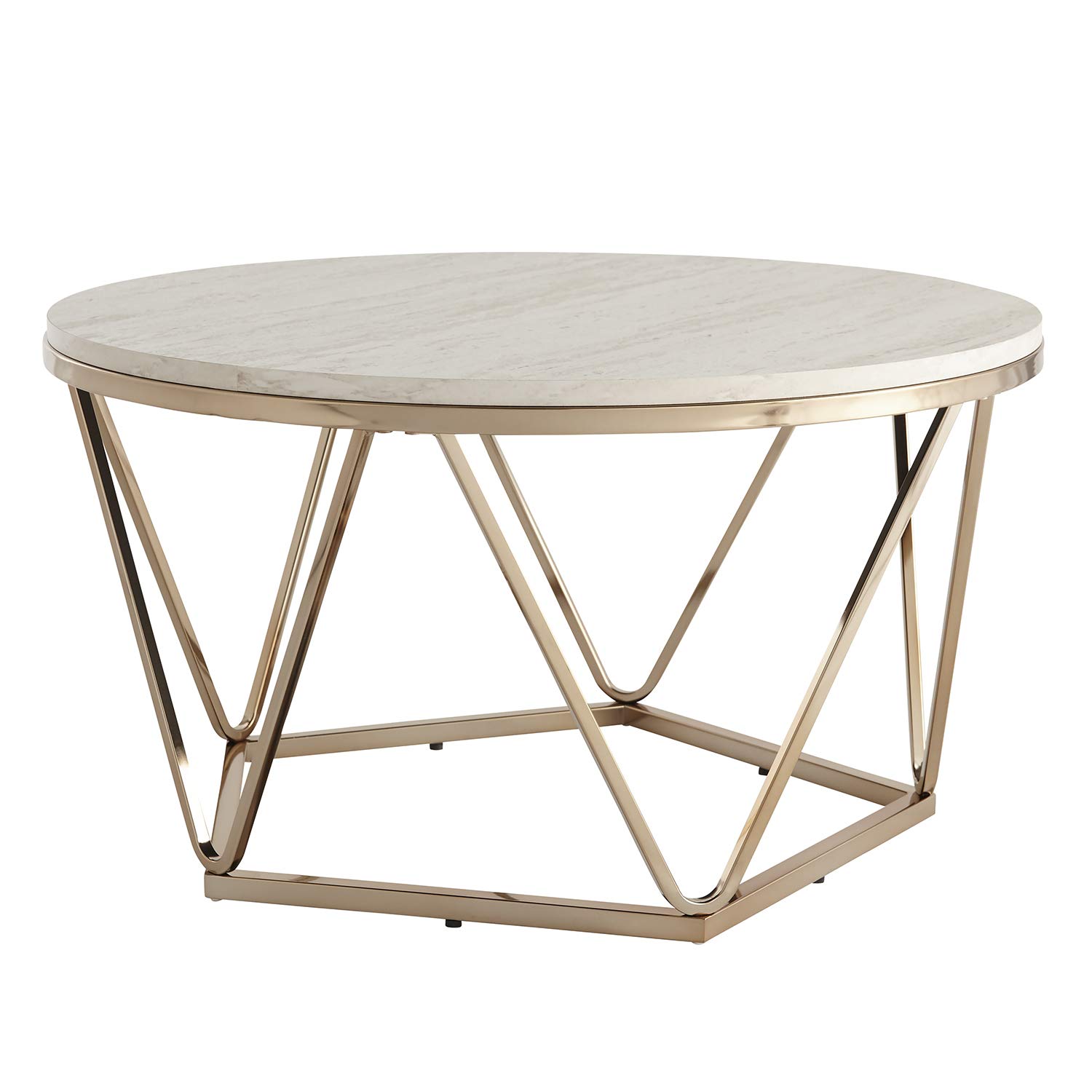 SEI Furniture Luna Faux Stone Round Coffee Table - 36