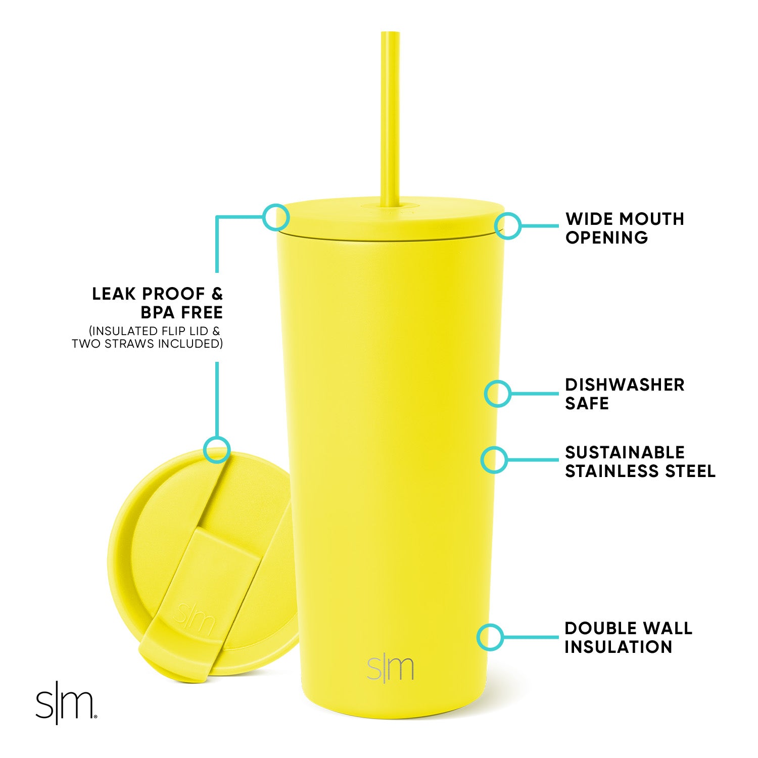 20oz Classic Stainless Steel Tumbler with Lid & Straw - Insulated Travel Mug for Hot & Cold Drinks - Perfect for Coffee, Tea, Water - Ideal for Office, Gym, Camping & Outdoor Activities