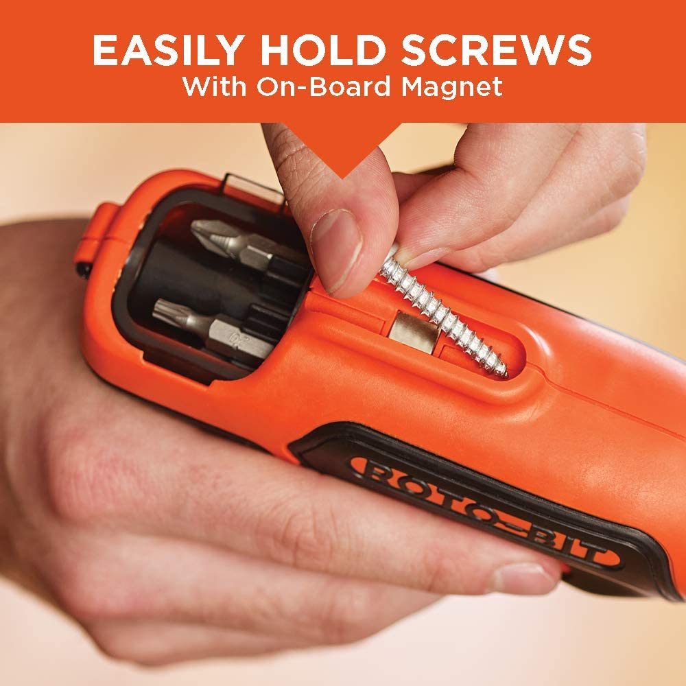 BLACK + DECKER BDCS50C 4V Cordless Roto Bit Storage Screwdriver with 6 Bits - Perfect for Home Repairs, DIY Projects & Quick Fixes