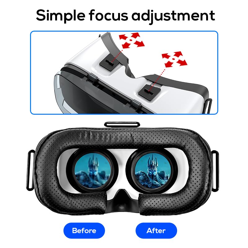 VR Headset for Smartphones - Compatible with iPhone, Samsung & Android Devices | 3D Virtual Reality Goggles for Kids & Adults | HD Anti-Blue Light Lenses (Fits 4.5-6.3in Screens) | Perfect for Gaming, Movies & Virtual Tours
