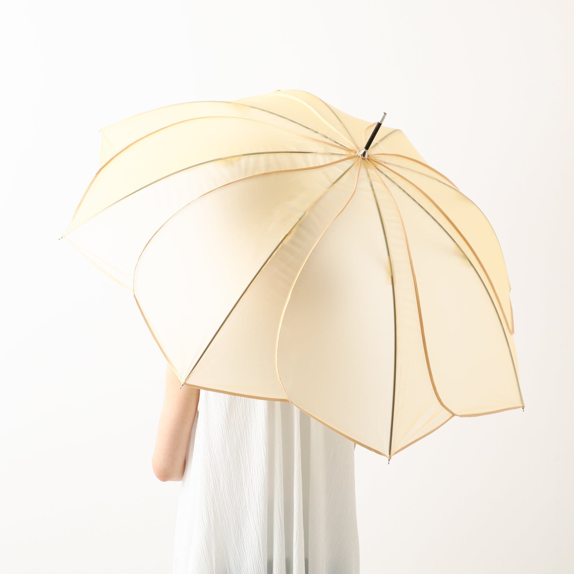 Transparent Windproof Long Umbrella with Powder Coated Handle - Yellow Rain Umbrella for Women & Men - Perfect for Walking, Commuting, and Outdoor Activities