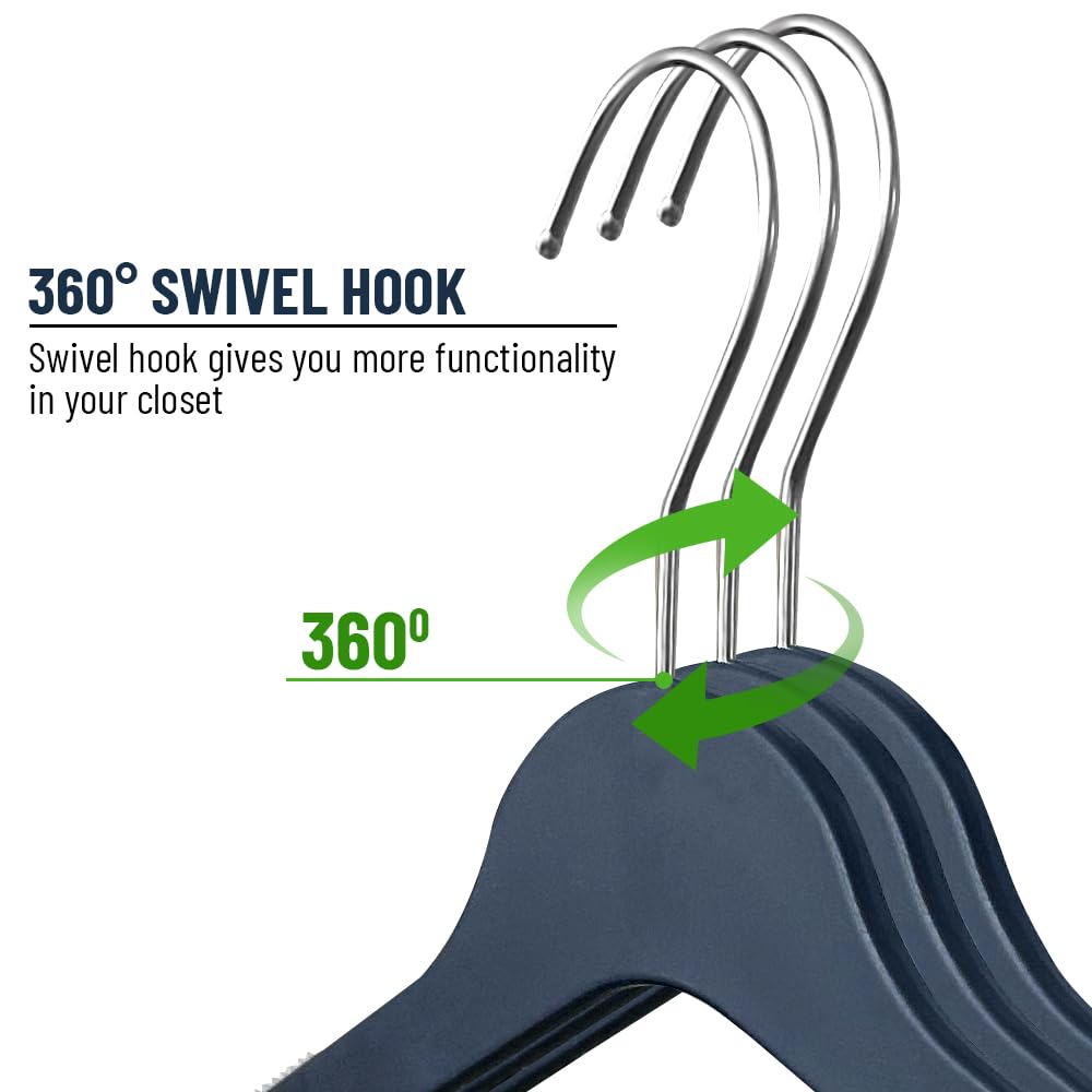 Elegant Slim Plastic Clothes Hangers - 36 Pack Navy Blue Non-Slip Hangers for Blouses, Shirts & Delicate Garments | Space Saving Closet Organization for Home & Retail Stores
