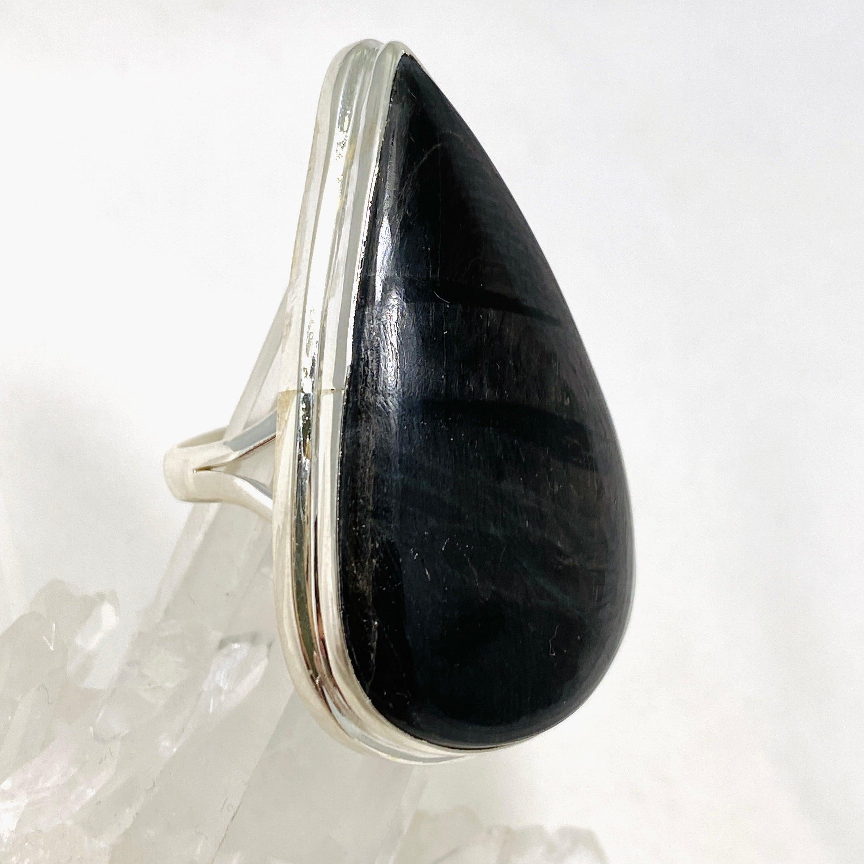 Hypersthene Teardrop Split Band Ring - Size 11 - KRGJ3149 | Elegant Crystal Jewelry for Women, Perfect for Weddings, Parties & Everyday Wear