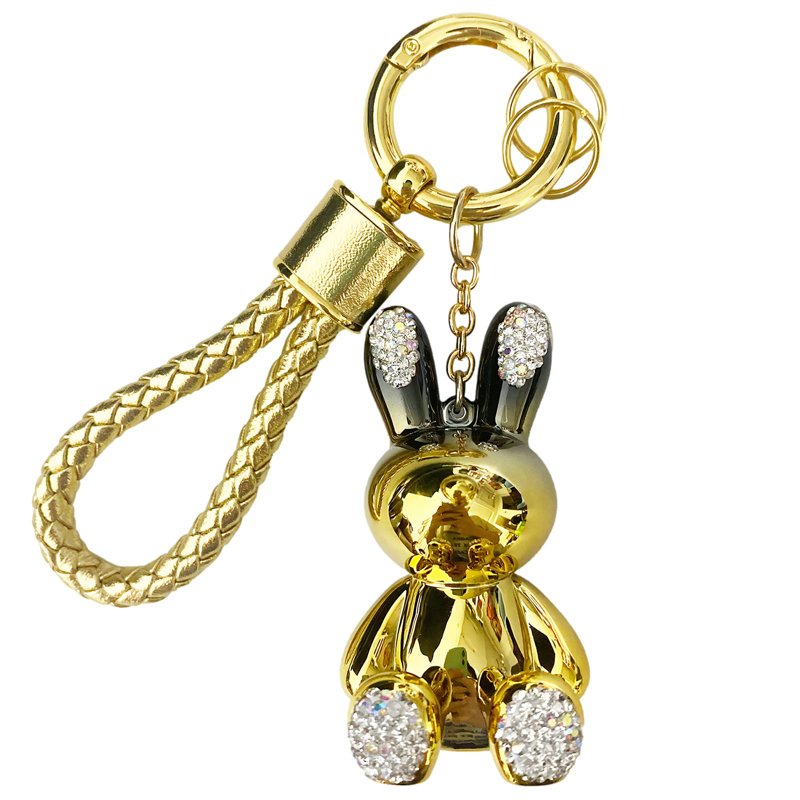 Cute Gradient Color Bunny Rabbit Keychain - Metal Key Ring with Bling Charm for Women, Car Keys, Bags & Backpacks | Perfect Gift for Pet Lovers & Fashion Accessories