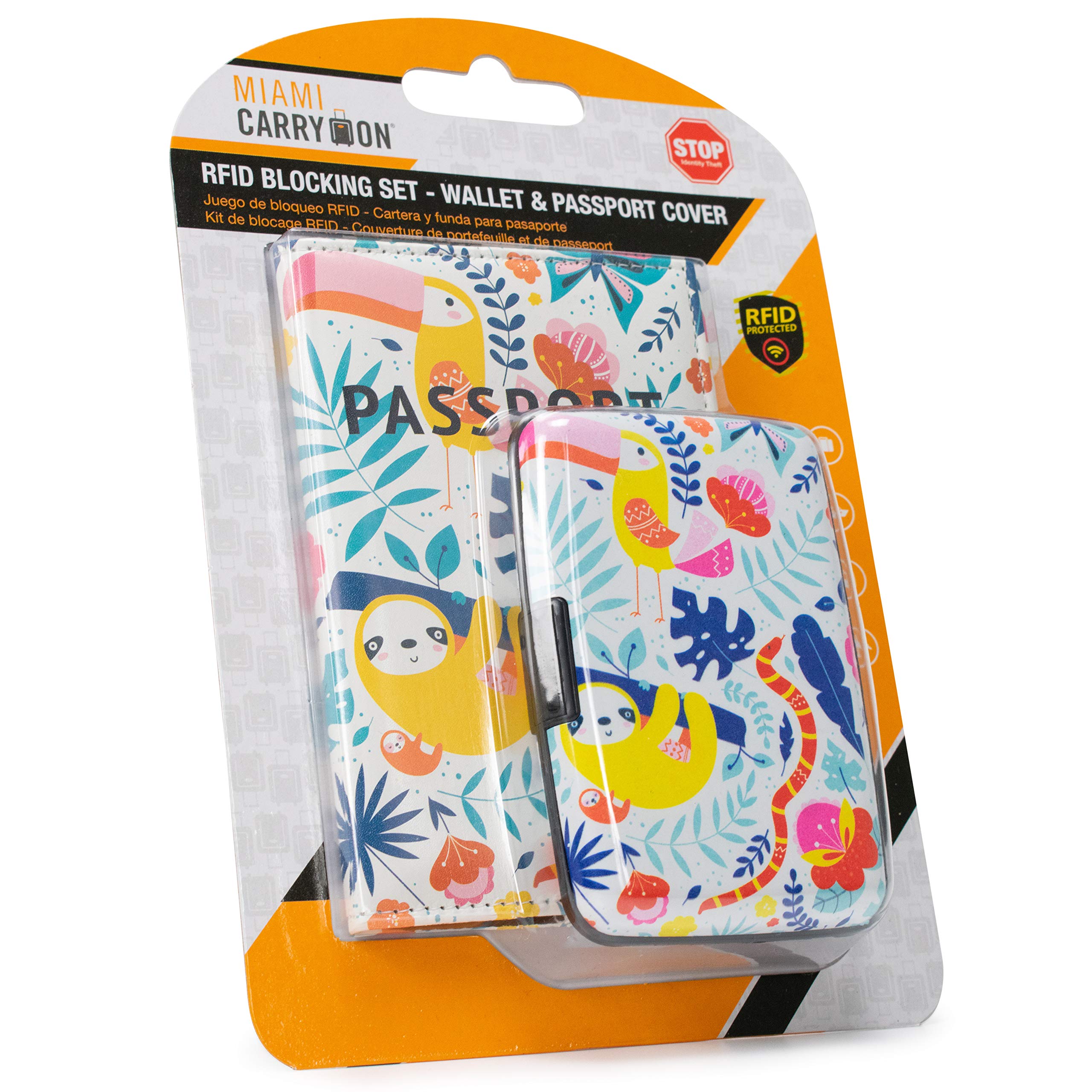 Blue Sloth Rainforest Plastic Wallet & Passport Cover Set - Waterproof Travel Organizer for Vacation, Business Trips & Adventure Travel Accessories