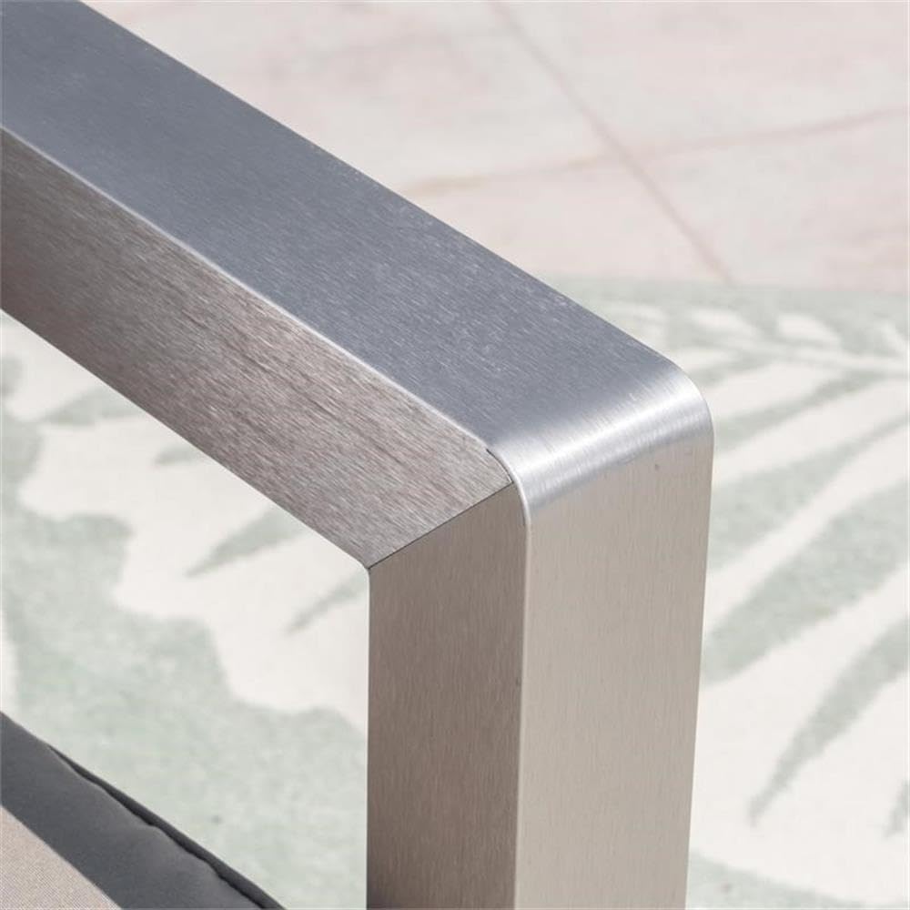 Noble House Aviara Outdoor Aluminum Club Chairs with Side Table in Silver - Patio, Poolside & Garden Lounge Furniture for Relaxing