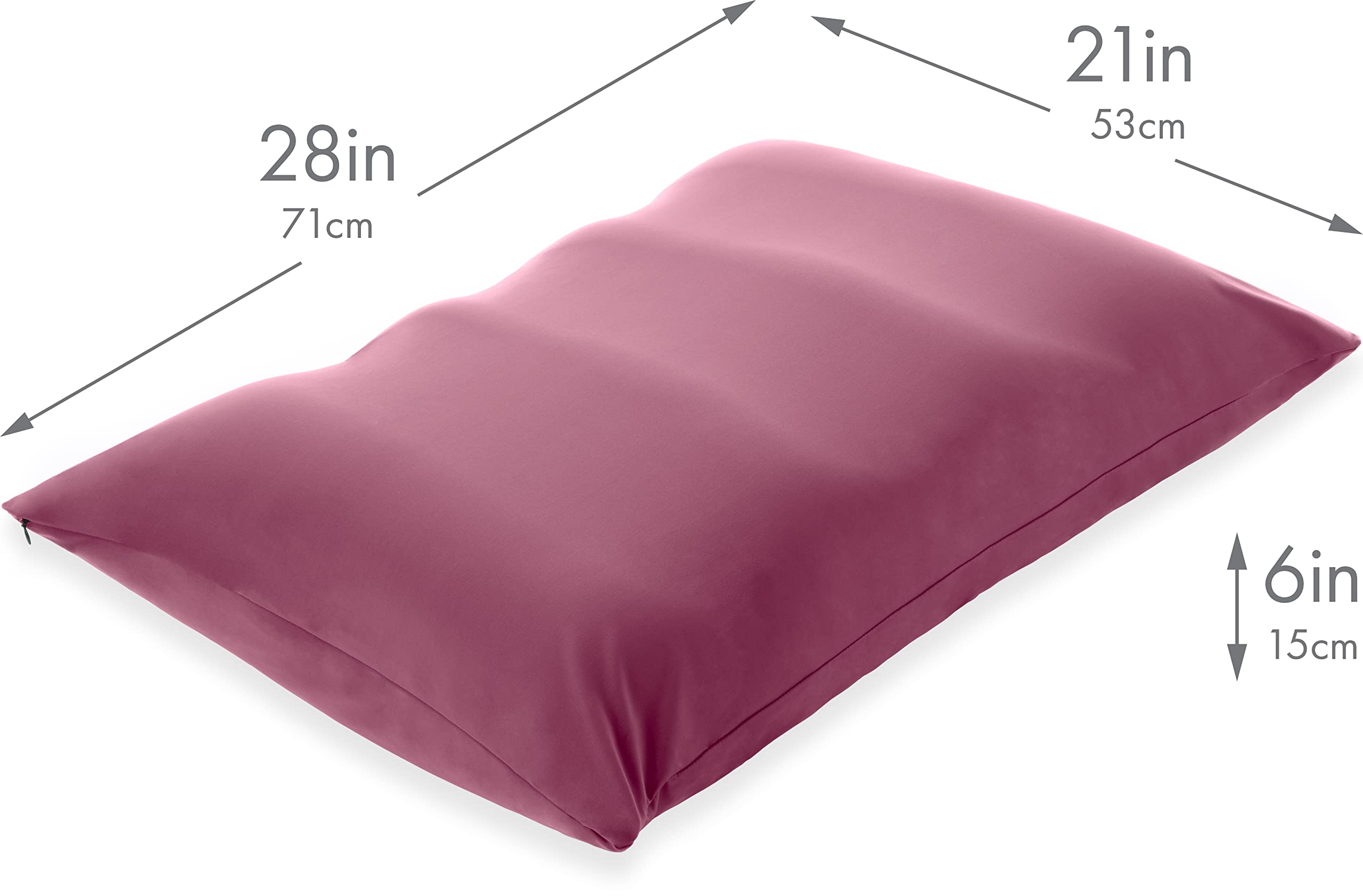 PILLOWY Premium Microbead Bed Pillow - Extra Large Fluffy Supportive Pillow with Cooling Silk-Like Anti-Aging Cover (85% Spandex/15% Nylon) - Burgundy Merlot Color for Side, Back & Stomach Sleepers - Ideal for Hot Sleepers & Neck Pain Relief
