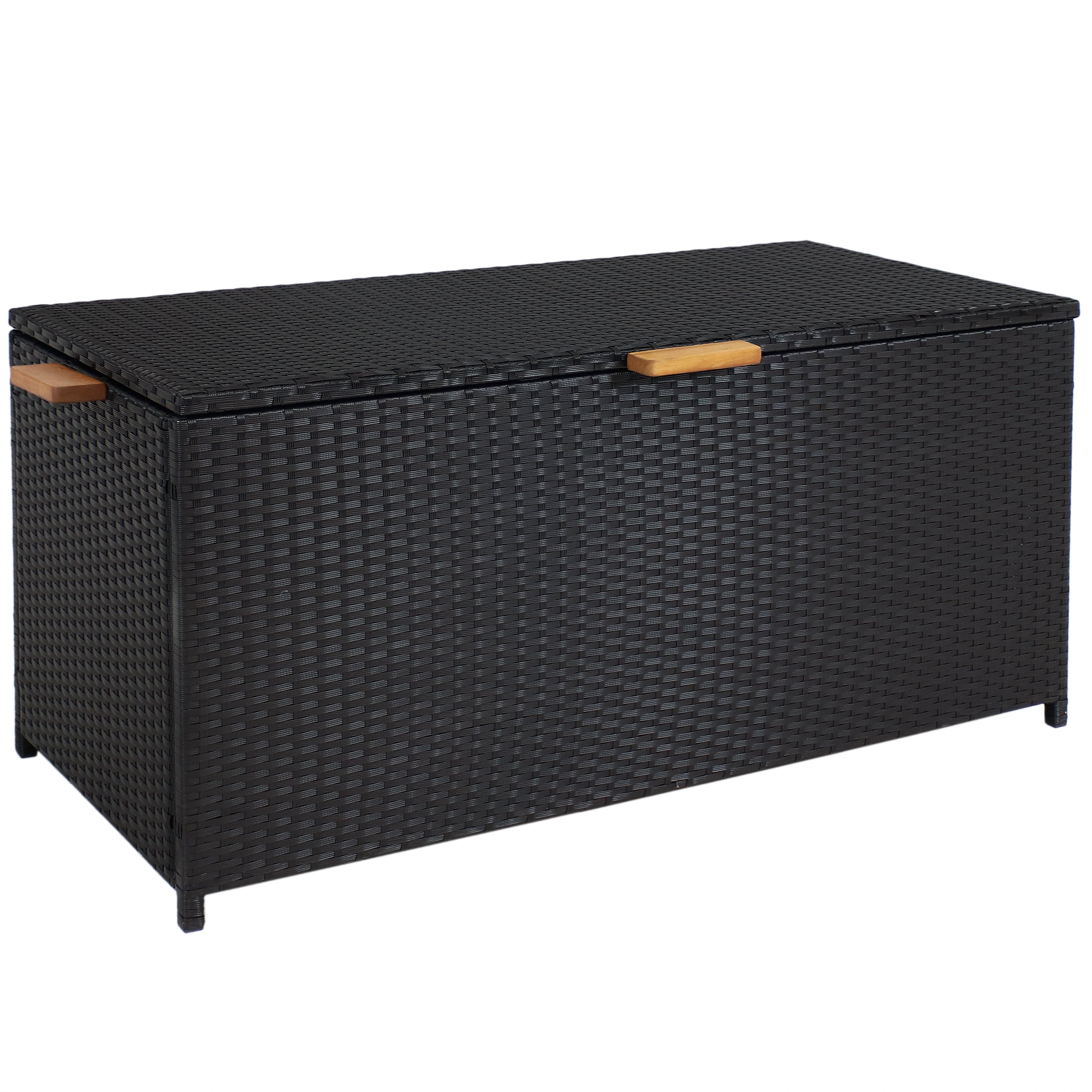 Sunnydaze 75 Gallon Resin Rattan Deck Box for Outdoor & Indoor Storage - Perfect for Patio, Garden, Poolside, and Backyard Organization