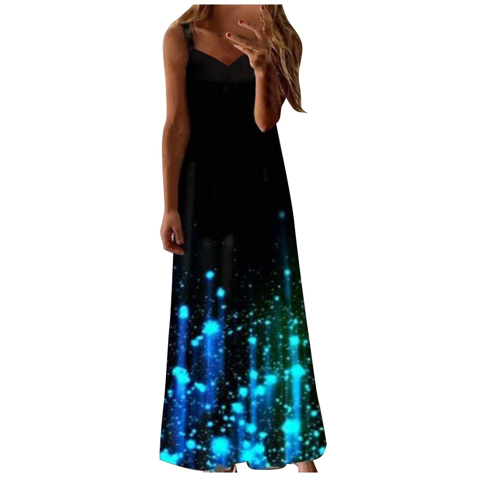 ONHUON Women's Summer Dresses - Sleeveless Loose Maxi Sundress for Casual Wear, Beach Party & Vacation | Flowy Long Dress for Hot Weather, Outdoor Events & Romantic Dates