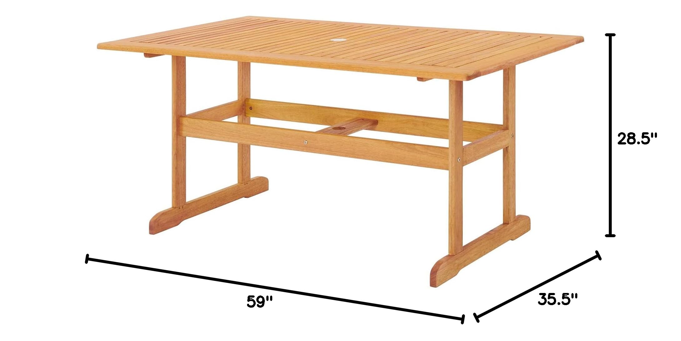 Modern Brown Wooden Rectangular Lounge Dining Table - Perfect for Outdoor Patio, Balcony, Cafe & Bistro Settings