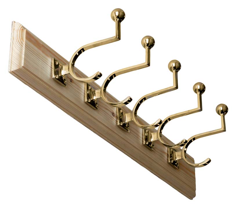 Kroklist 65 cm Wooden Coat Hanger with Hook - Fehrlins 3228 Brass - Perfect for Closet Organization & Home Decor