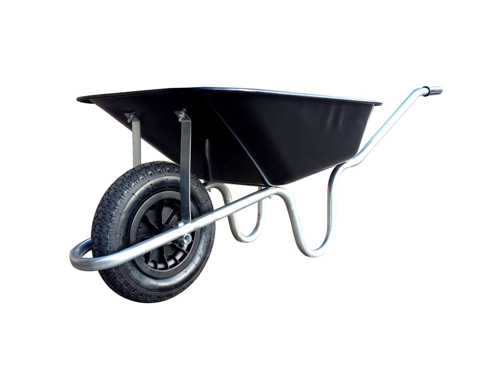 Heavy Duty Galvanized Steel Wheelbarrow - Garden & Construction Utility Cart for Outdoor Work, Landscaping, and DIY Projects
