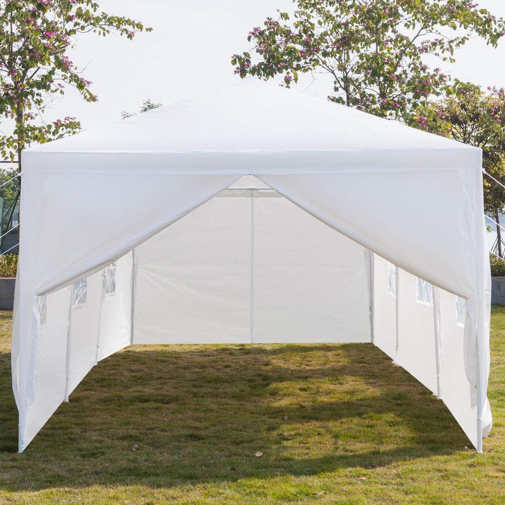 10'x30' Waterproof Outdoor Gazebo Canopy Tent with Removable Side Walls & Spiral Tubes - Perfect for Weddings, Parties, Camping, Market Stalls & Commercial Events
