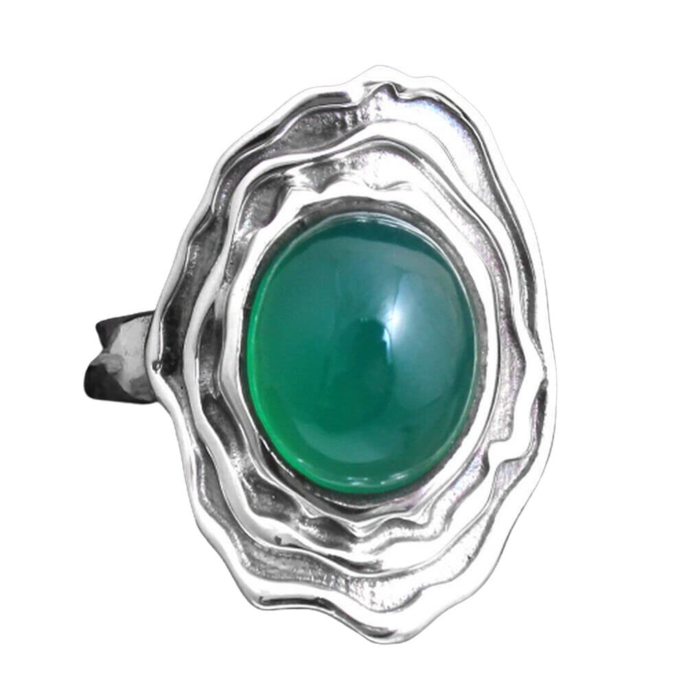 Green Onyx 925 Sterling Silver Rings for Women | Oval Gemstone Bridesmaid Rings | Bezel Set Handmade Statement Jewelry | Perfect for Weddings, Parties & Everyday Wear