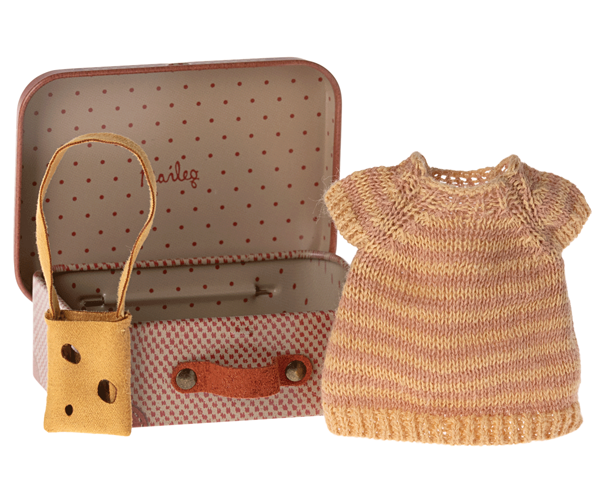 Maileg Knitted Dress & Matching Bag Set - Cozy Outfit for Girls | Perfect for Travel, Playdates & Special Occasions