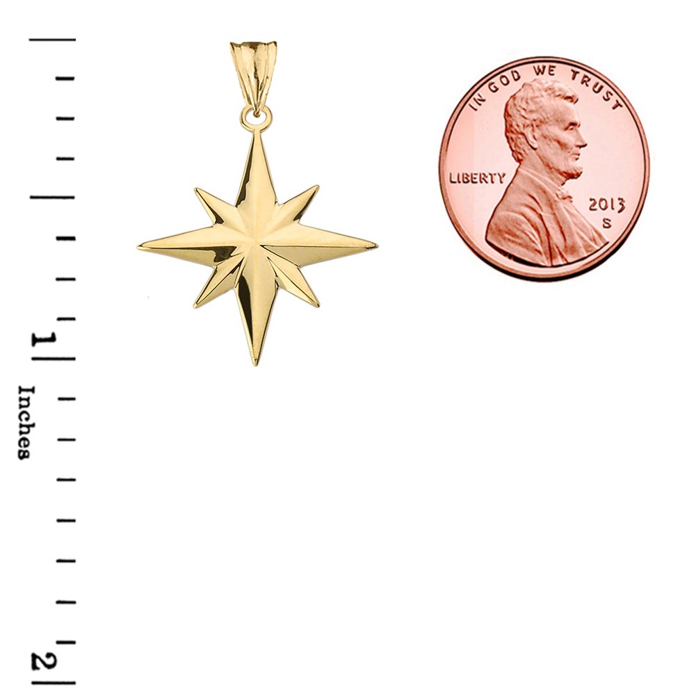 14k Yellow Gold North Star Charm Pendant Necklace - Perfect for Gift Giving, Anniversary & Everyday Elegance