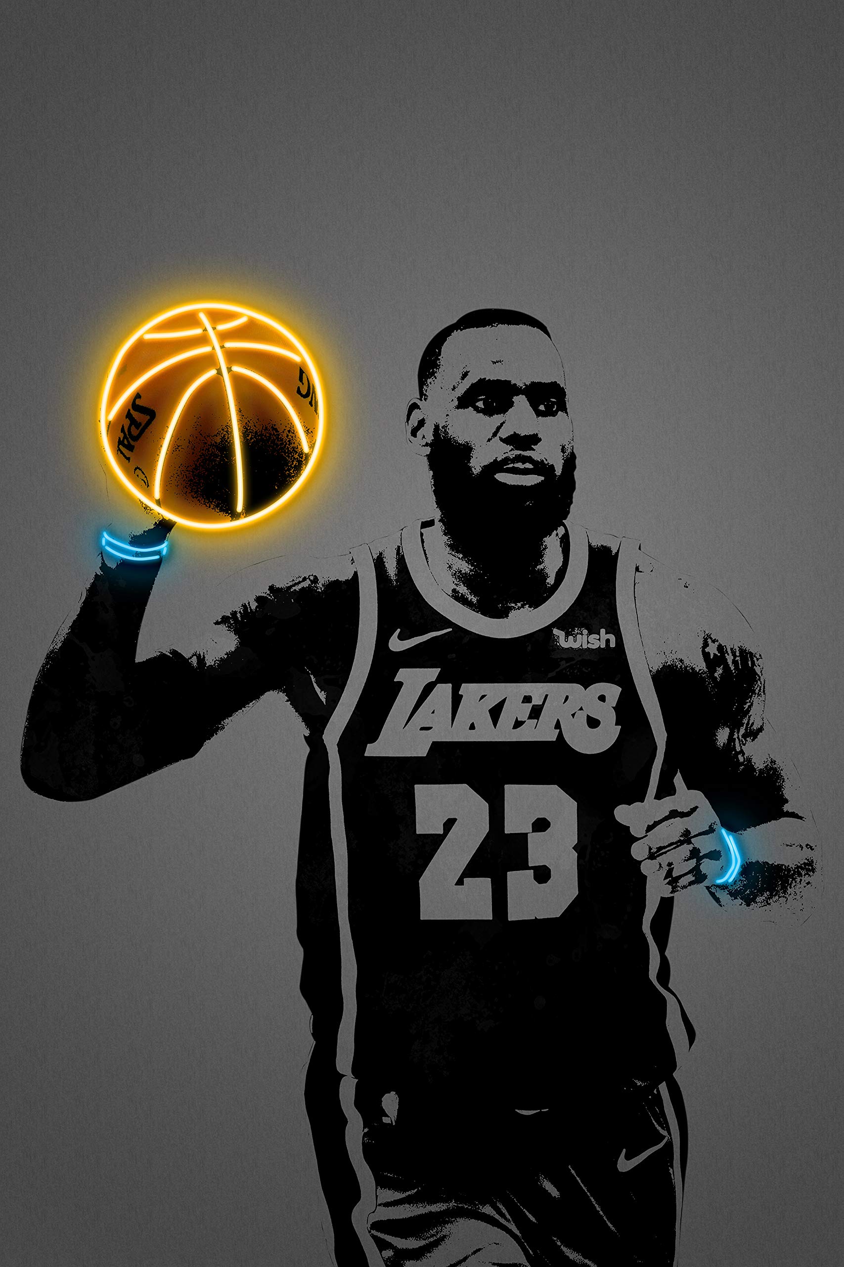 Lebron James Neon Design Sports Canvas Print - 8