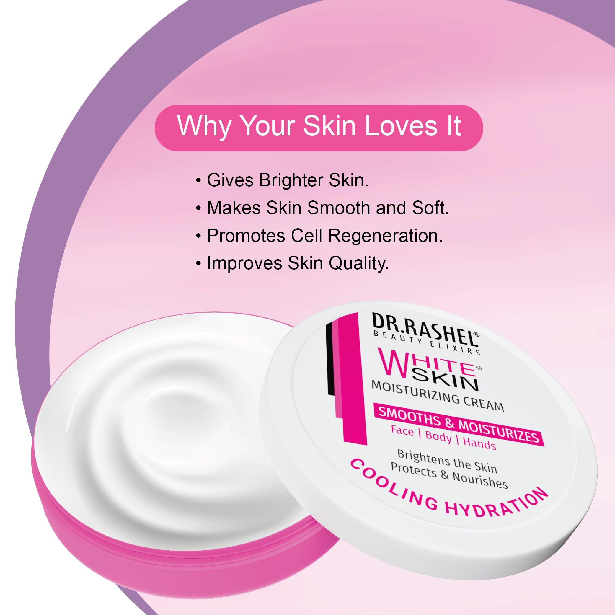 Dr. Rashel White Skin Face Moisturizer 125ml - Daily Lightweight Non-Oily Cream with Glycerin, Arbutin & Niacinamide for Soft Glowing Skin - Perfect for Day & Night Hydration, Brightening & Even Skin Tone