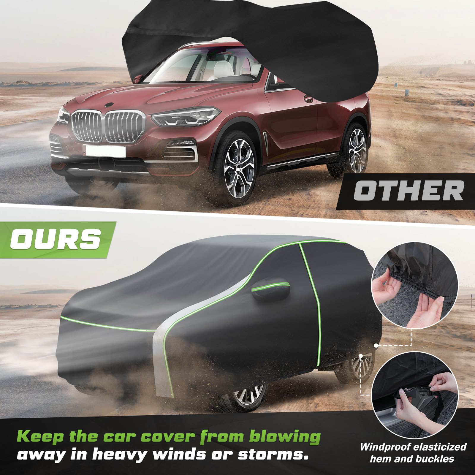 Mixsuper Premium All-Weather Car Cover for BMW X5 (2007-2024) - Waterproof Outdoor Protection with Zipper Door & Reflective Strips | Perfect for Garage, Driveway & Long-Term Vehicle Storage