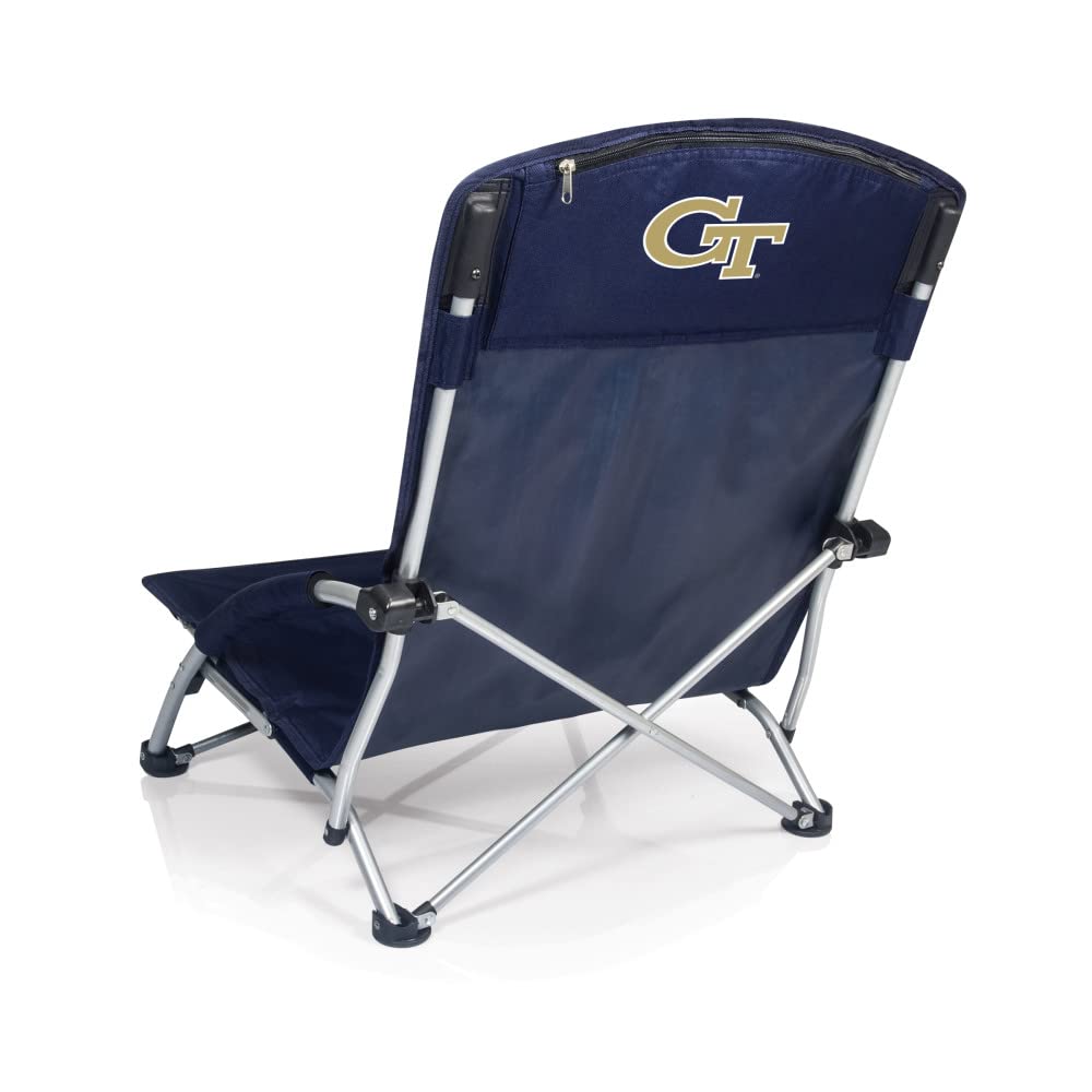 PICNIC TIME NCAA Tranquility Beach Chair with Carry Bag - Portable Low Profile Beach Chair for Adults - Lightweight Folding Lawn Chair for Beach, Camping, Backyard & Outdoor Relaxation