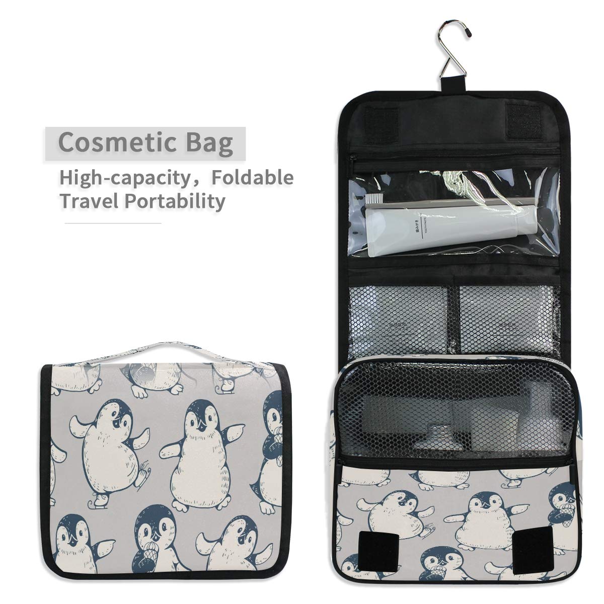 Waterproof Penguin Toiletry Bag for Travel & Shower - Cute Gift
