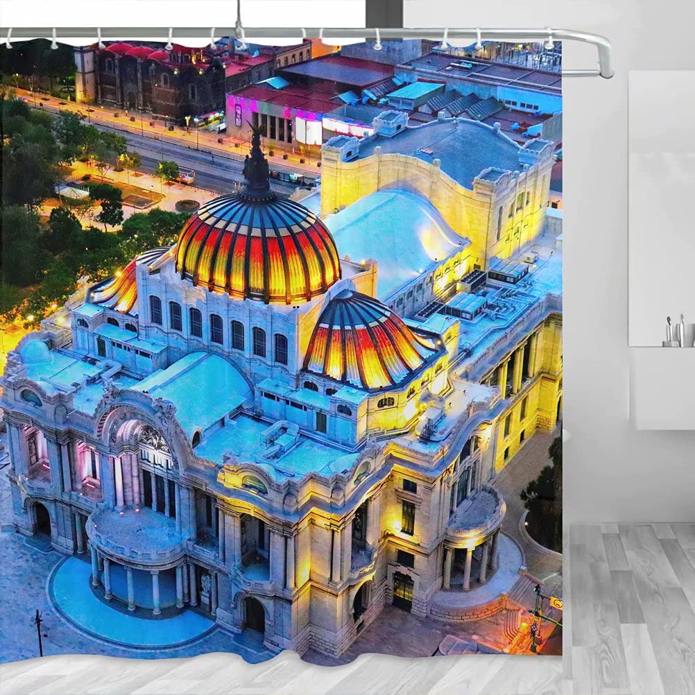 Mexico Fine Arts Shower Curtain - 72x72 Inch Polyester Bathroom Decor Set with Hooks (YL-03927) - Perfect for Travel, Home & Hotel Bathroom Decorations