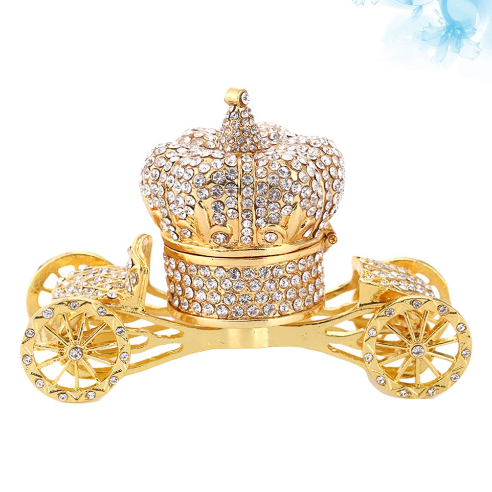 BESPORTBLE Rhinestone Jewelry Box - Crystal Pumpkin Carriage Trinket Box with Hinged Lid for Women & Girls | Elegant Jewelry Storage for Dresser, Vanity & Gift Giving