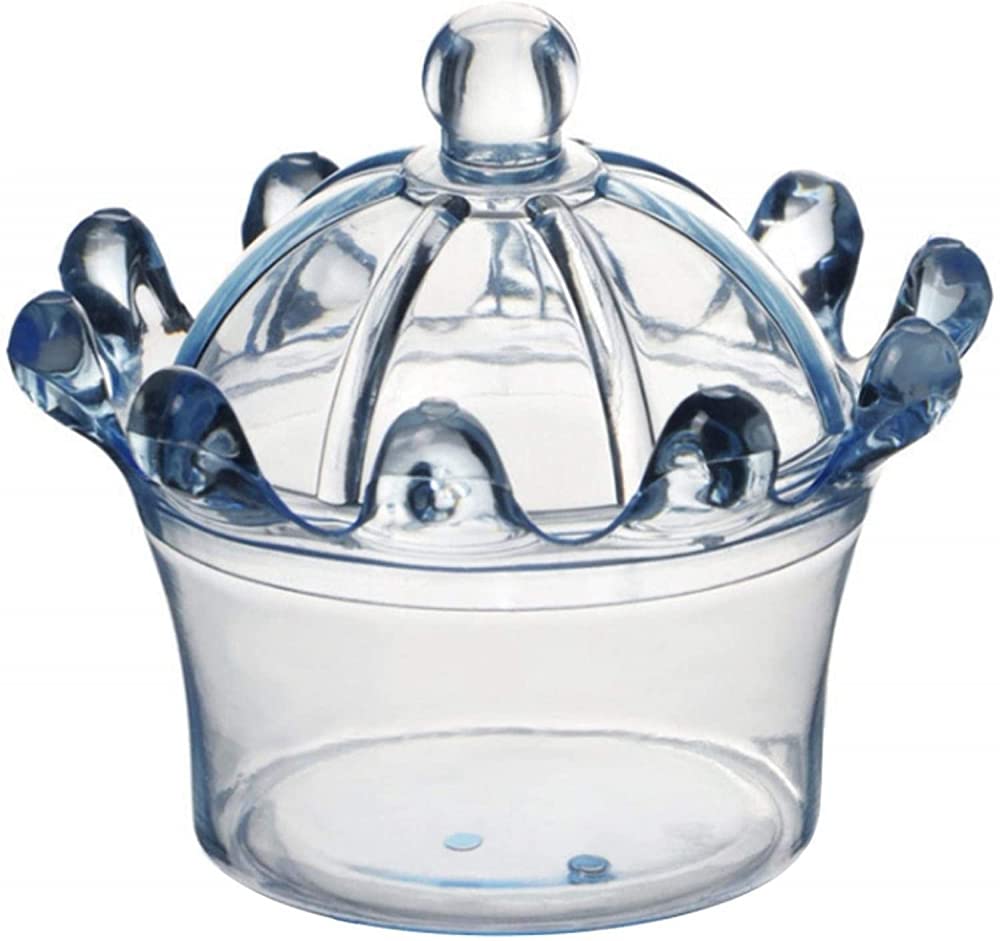 Crown Candy Box - Blue Plastic Candy Container for Parties & Gifts