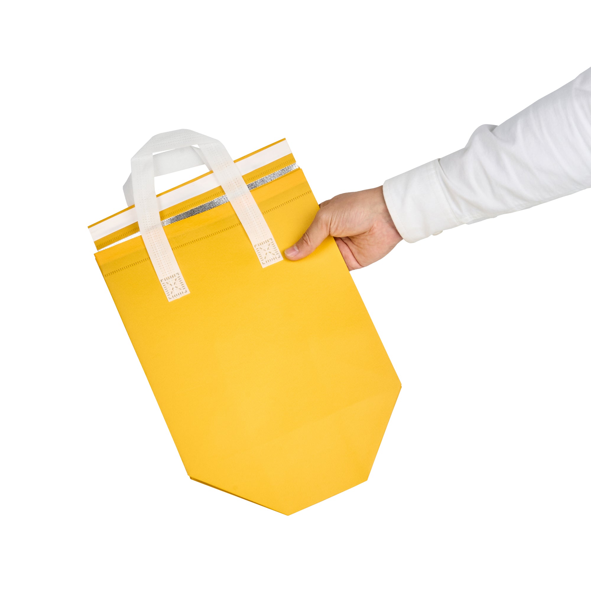 Insulated Yellow Takeout Bags - Tamper Evident Food Delivery Bags (9.5