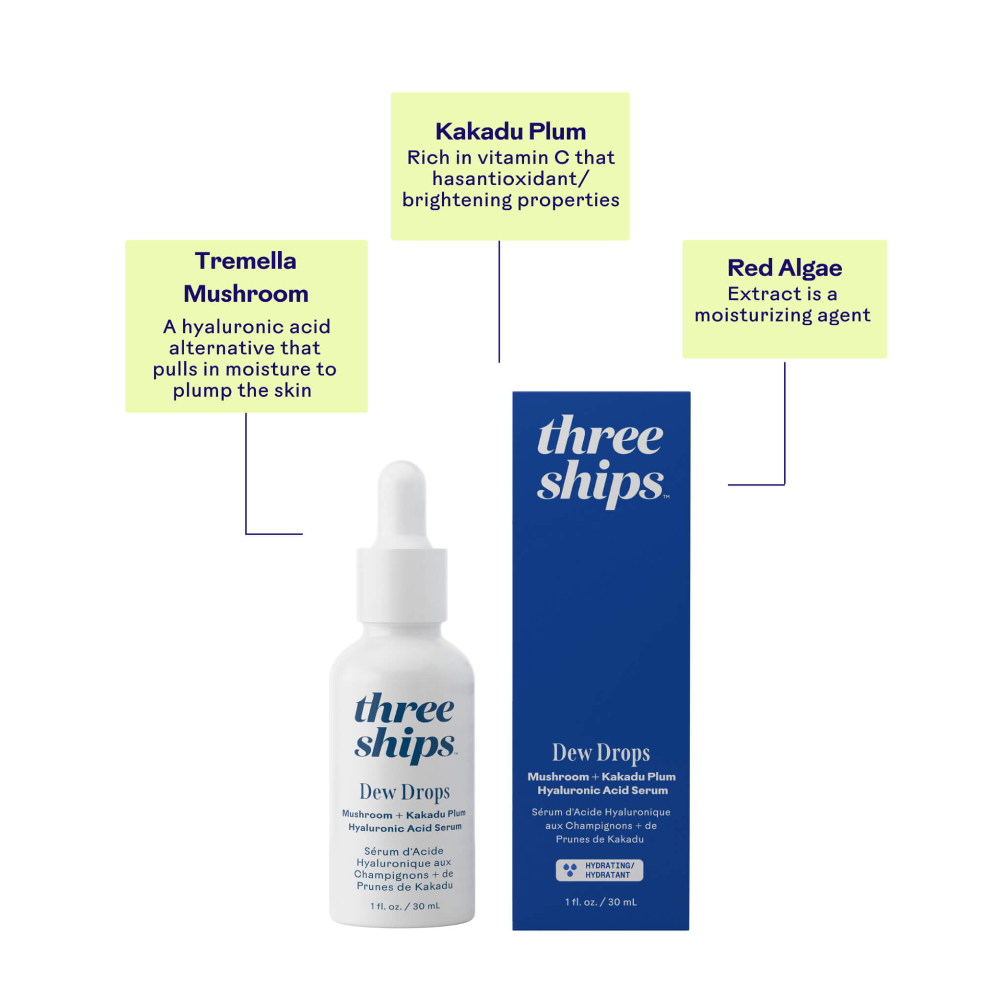 Dew Drops Mushroom Hyaluronic Acid + Vitamin C Serum for Face - Hydrating & Brightening Skincare Treatment - Perfect for Dry Skin & Anti-Aging Routine