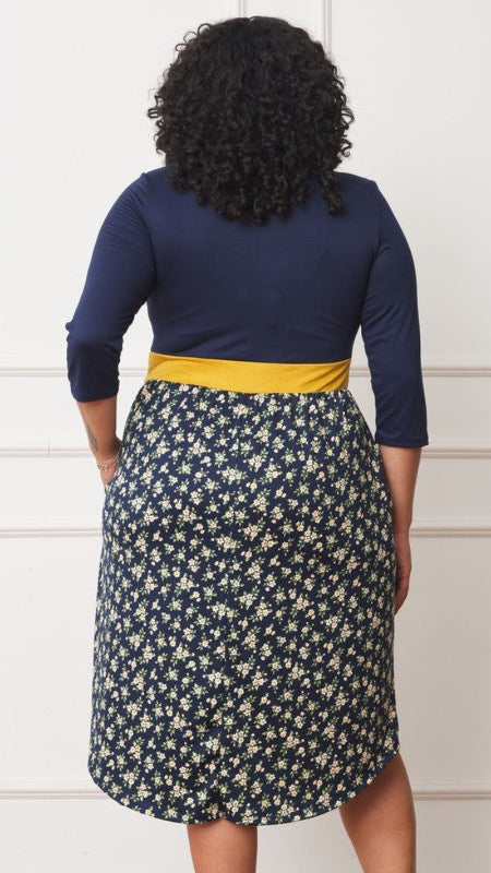Curvy Size Banded Hem Midi Dress - Made in USA | Flattering Fit for Plus Size Women | Perfect for Casual Outings & Date Nights