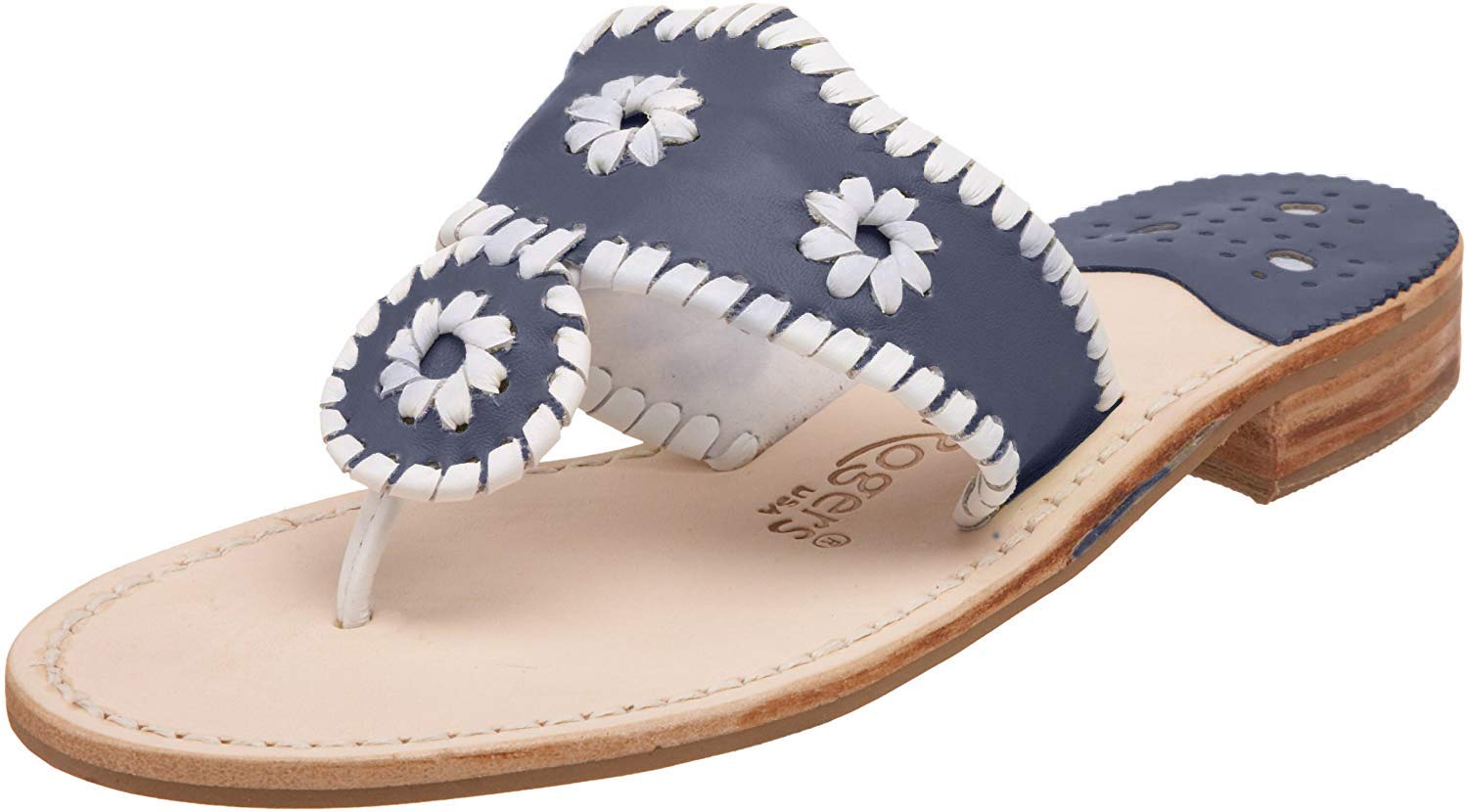 Jack Rogers Women's Palm Beach Navajo Classic Sandal - Comfortable Leather Flip Flops for Summer, Beach, and Casual Outings | Perfect for Vacations, Poolside, and Everyday Wear