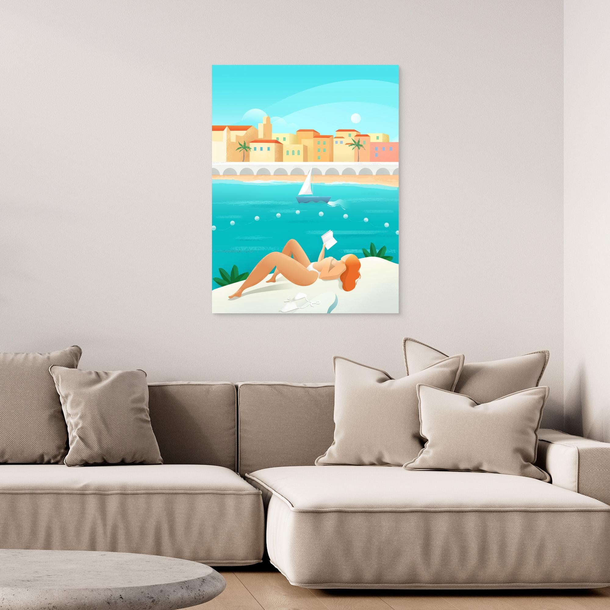 Stunning Canvas Print - Cote d'Azur by Petra Lizde - Coastal Wall Art for Living Room, Bedroom & Office Decor